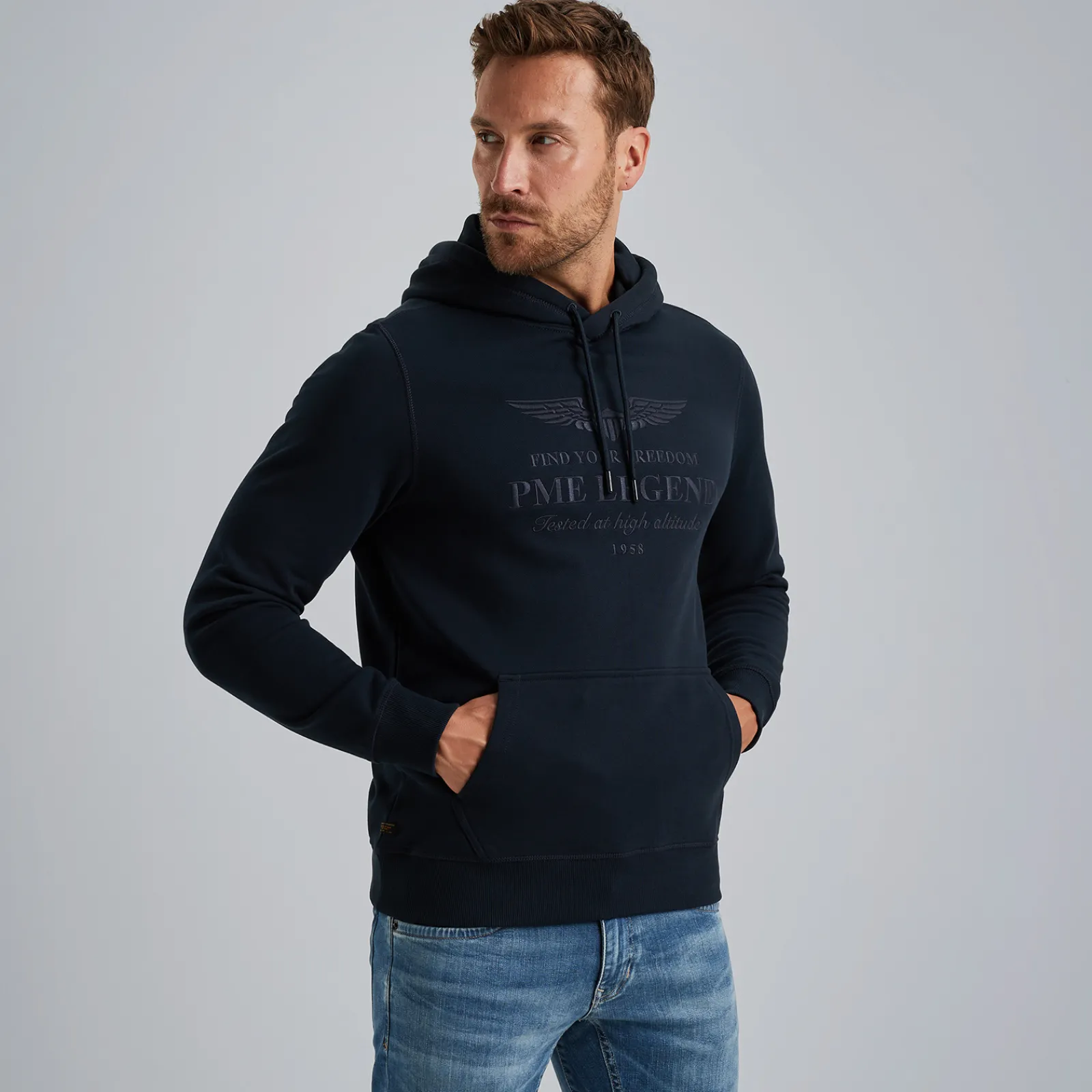 PME Legend Hoodie Met Artwork Blauw Clearance