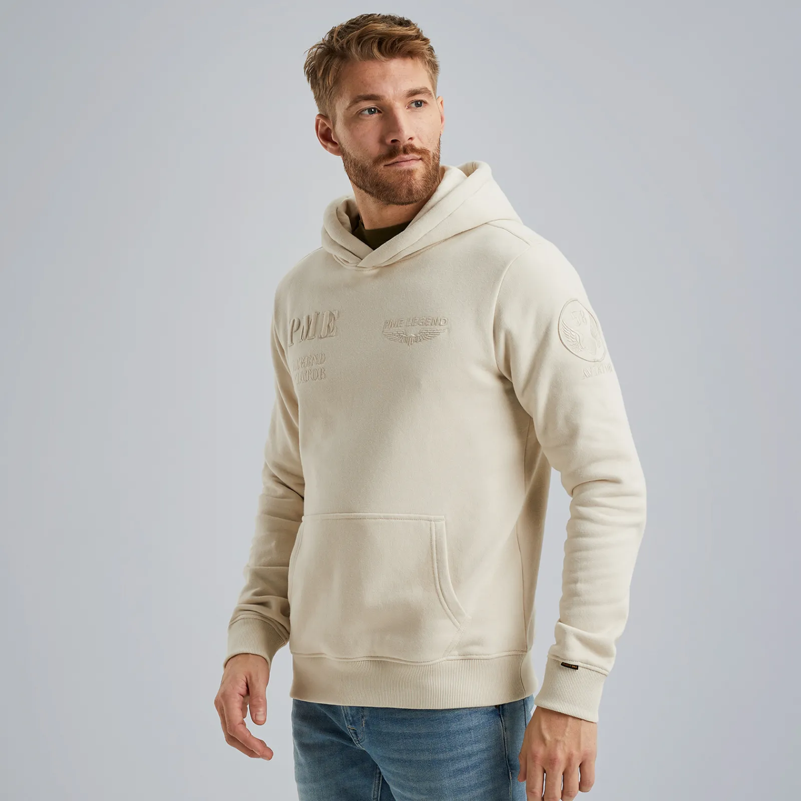 PME Legend Hoodie Van Terry Sweatstof Beige Best Sale