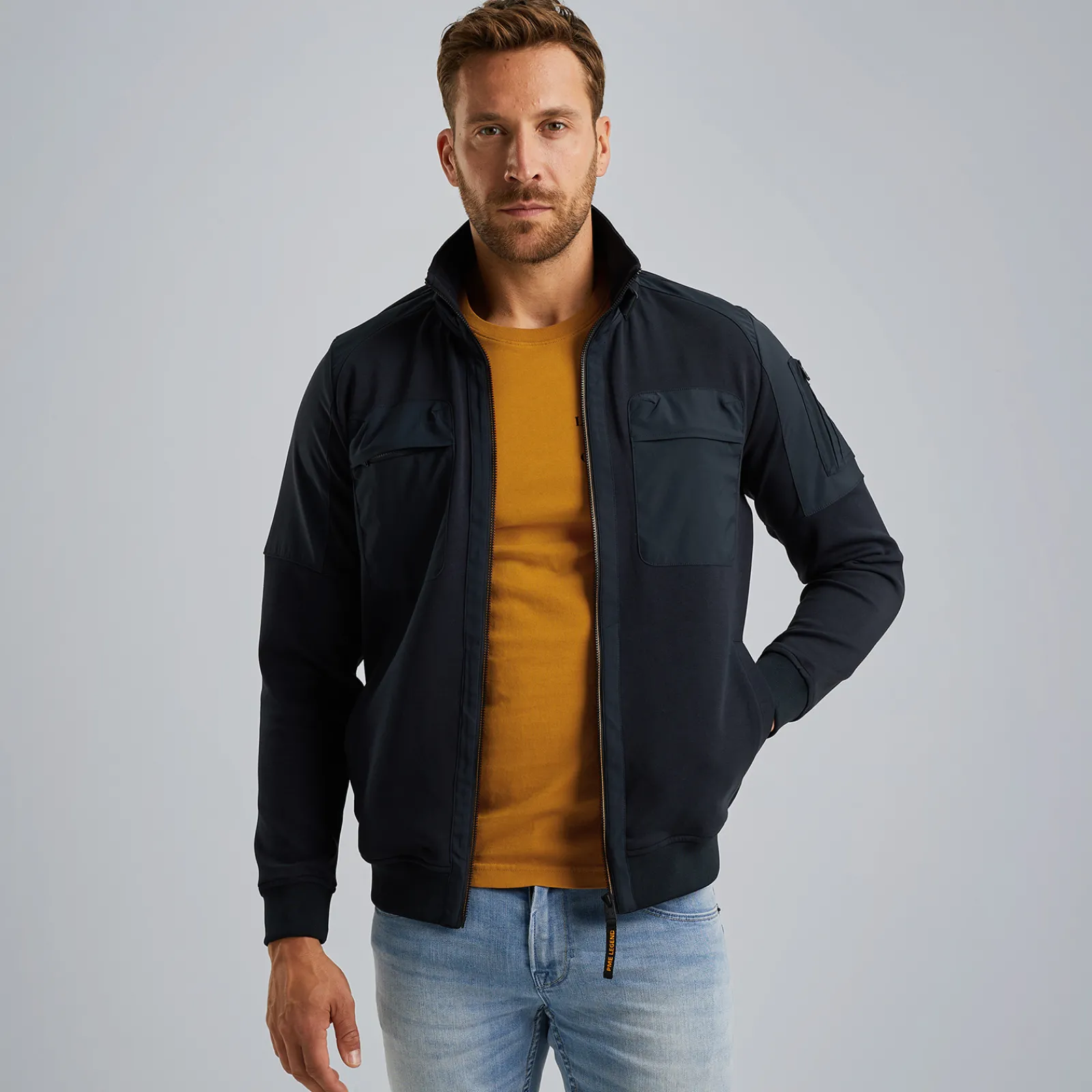 PME Legend Hybrid Jacket Van Een Materiaalmix Blauw Best