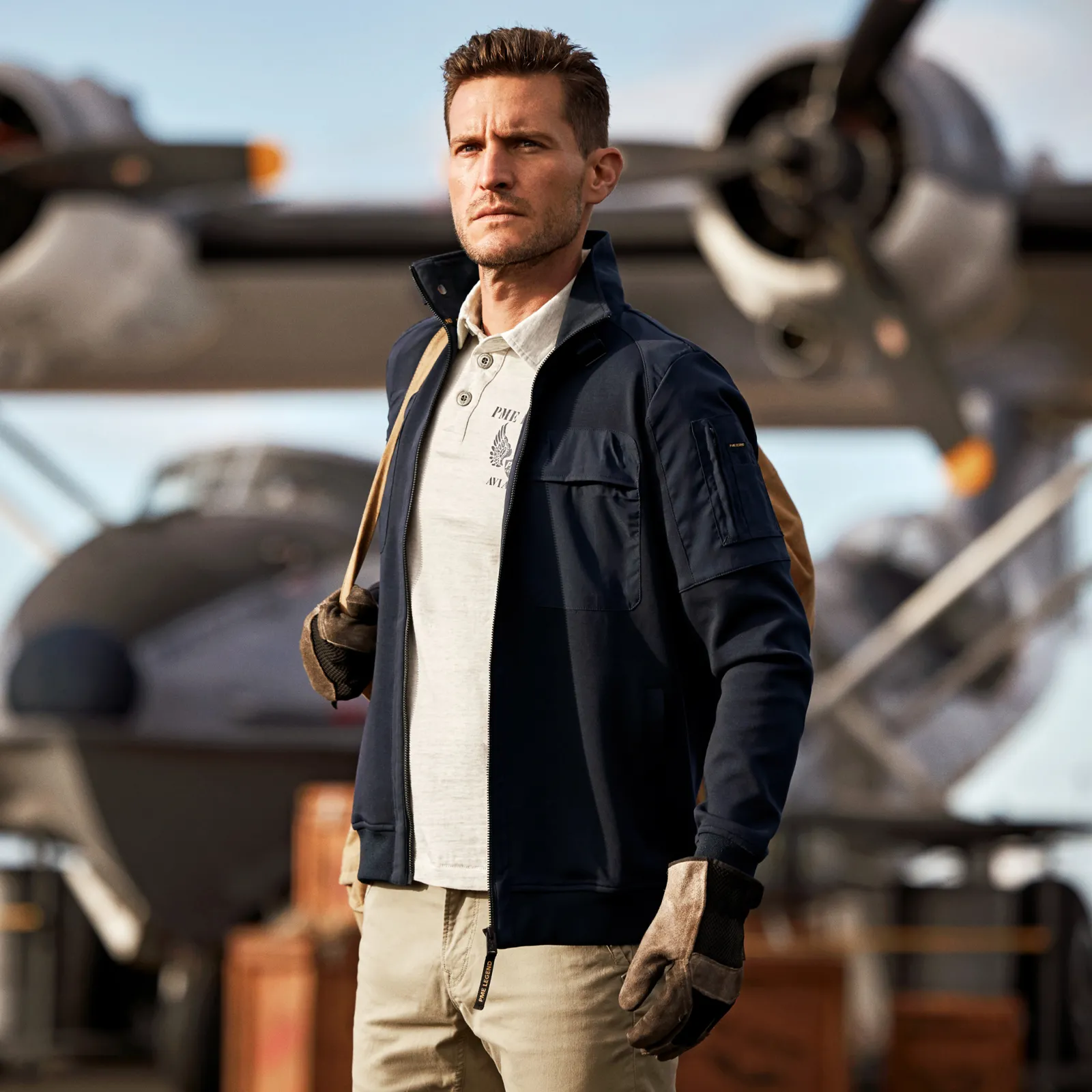 PME Legend Hybrid Jacket Van Een Materiaalmix Blauw Best