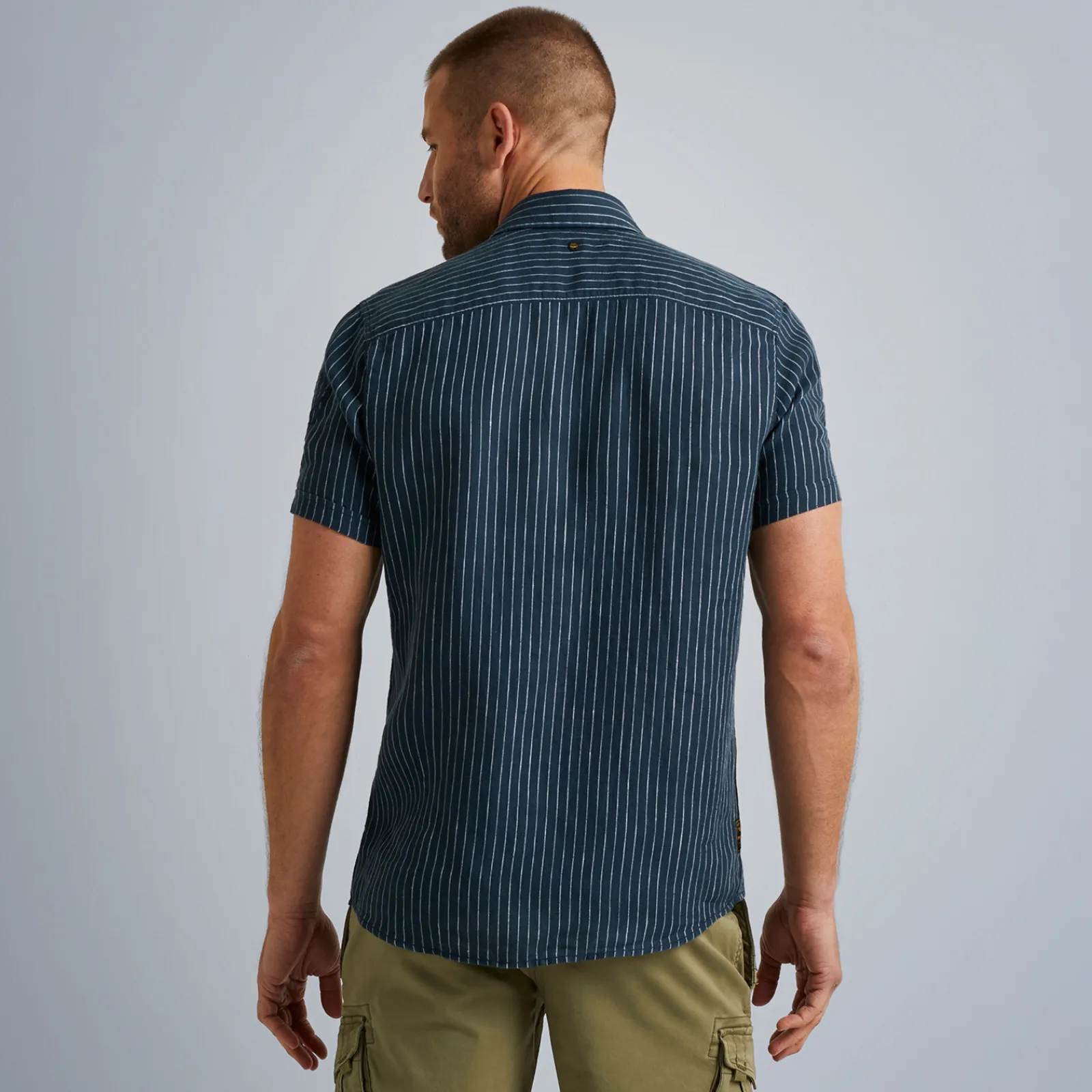 PME Legend Korte Mouwen Linnen Overhemd Blauw Flash Sale