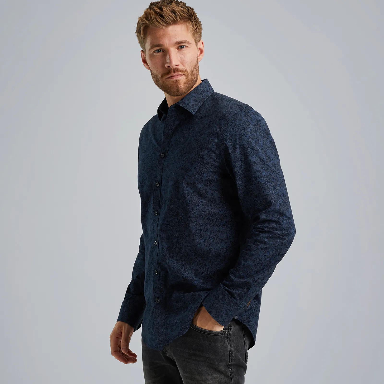 PME Legend Overhemd Met Allover Print Blauw Hot