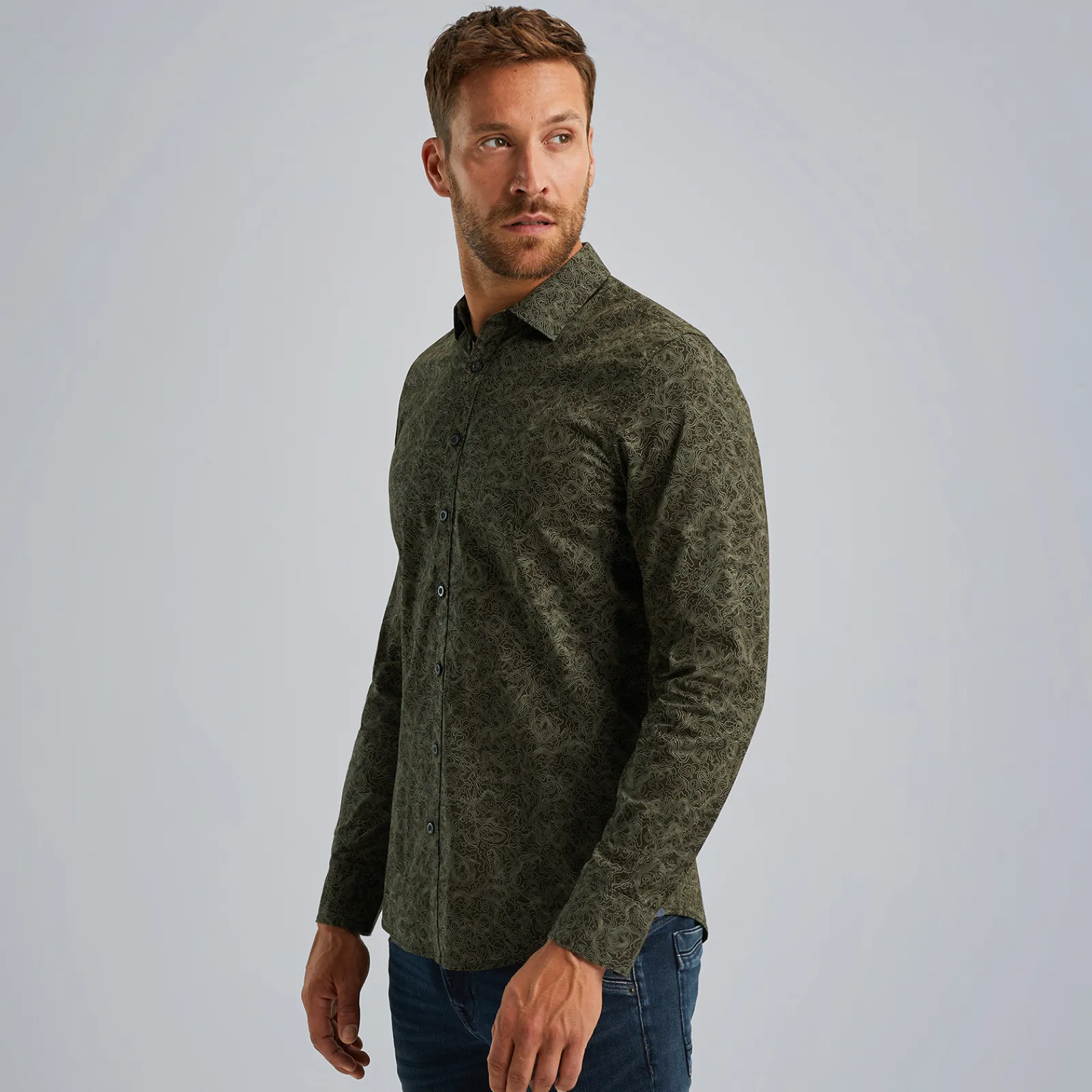 PME Legend Overhemd Met Allover Print Groen Clearance
