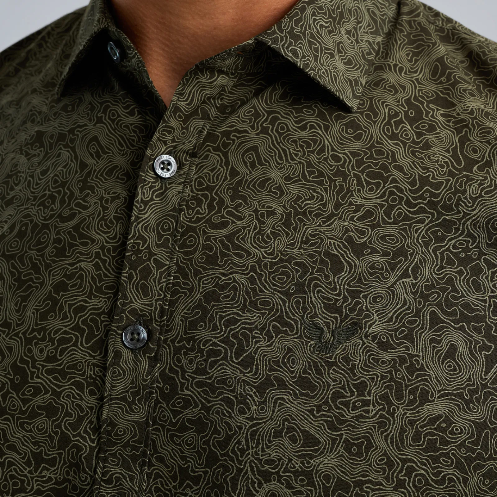 PME Legend Overhemd Met Allover Print Groen Clearance