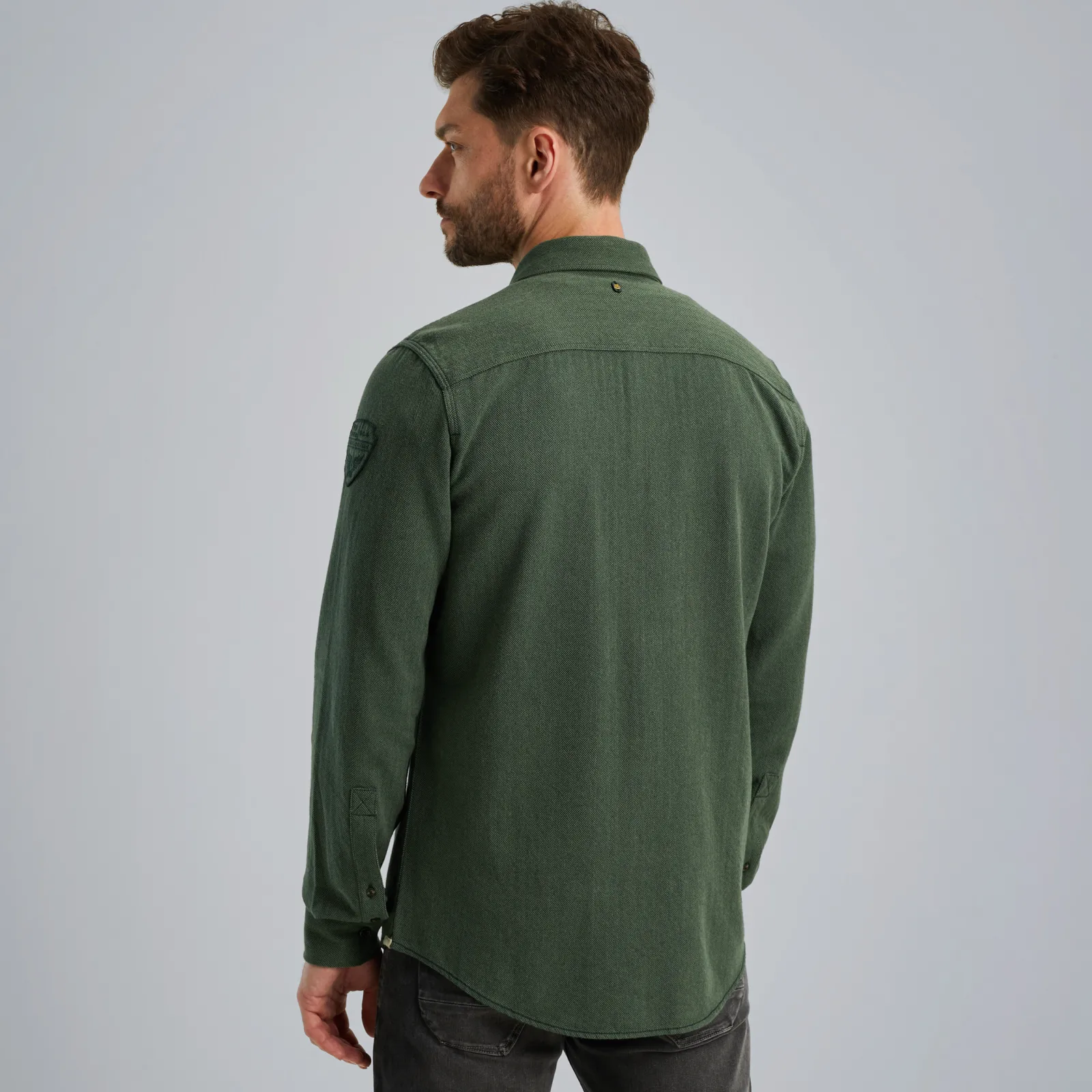 PME Legend Overhemd Met Herringbone Structuur Groen Shop