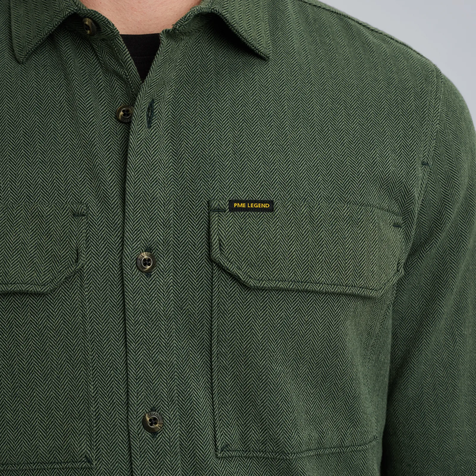 PME Legend Overhemd Met Herringbone Structuur Groen Shop