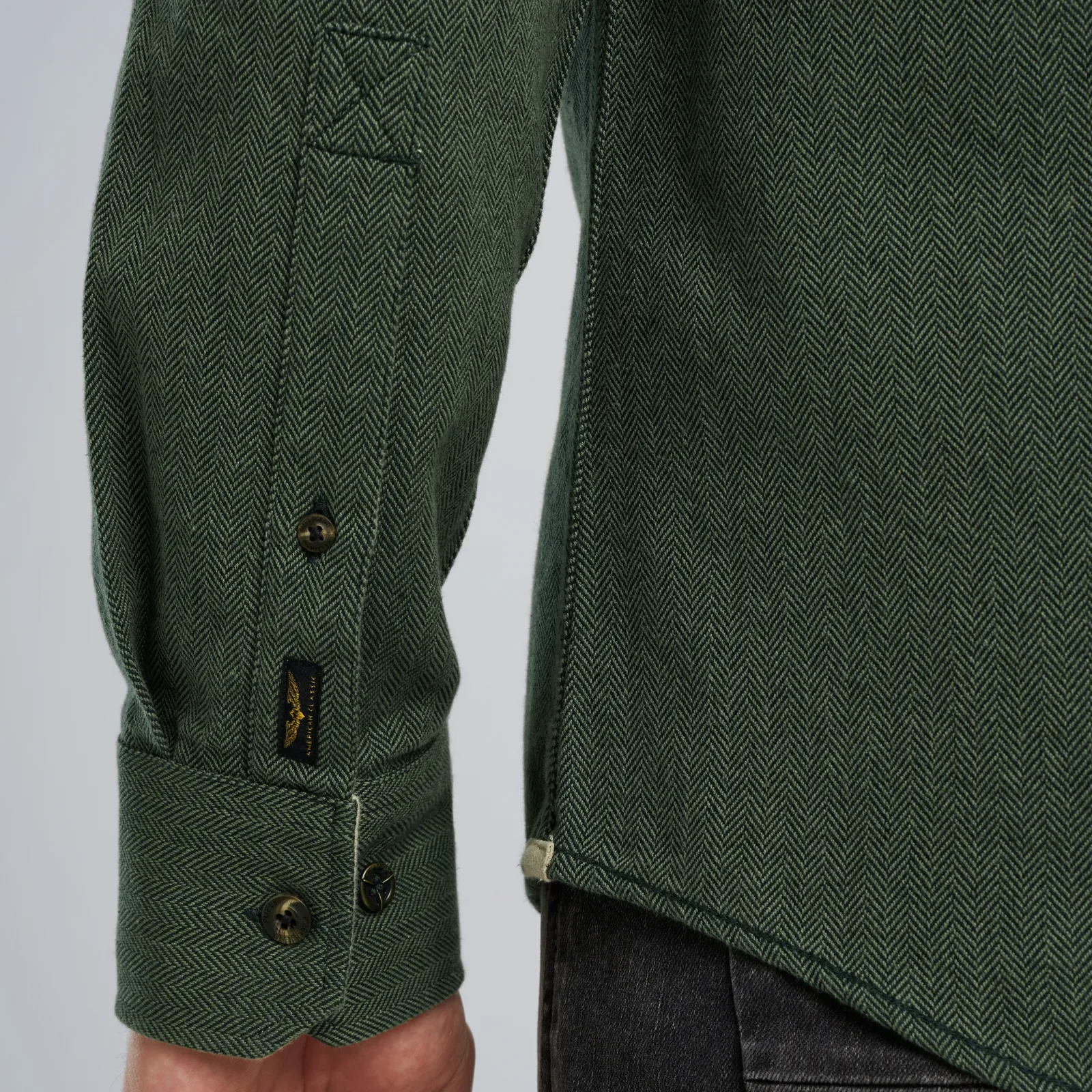 PME Legend Overhemd Met Herringbone Structuur Groen Shop