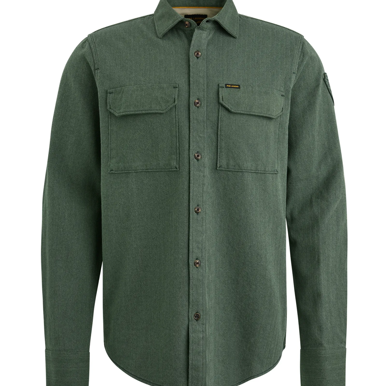 PME Legend Overhemd Met Herringbone Structuur Groen Shop