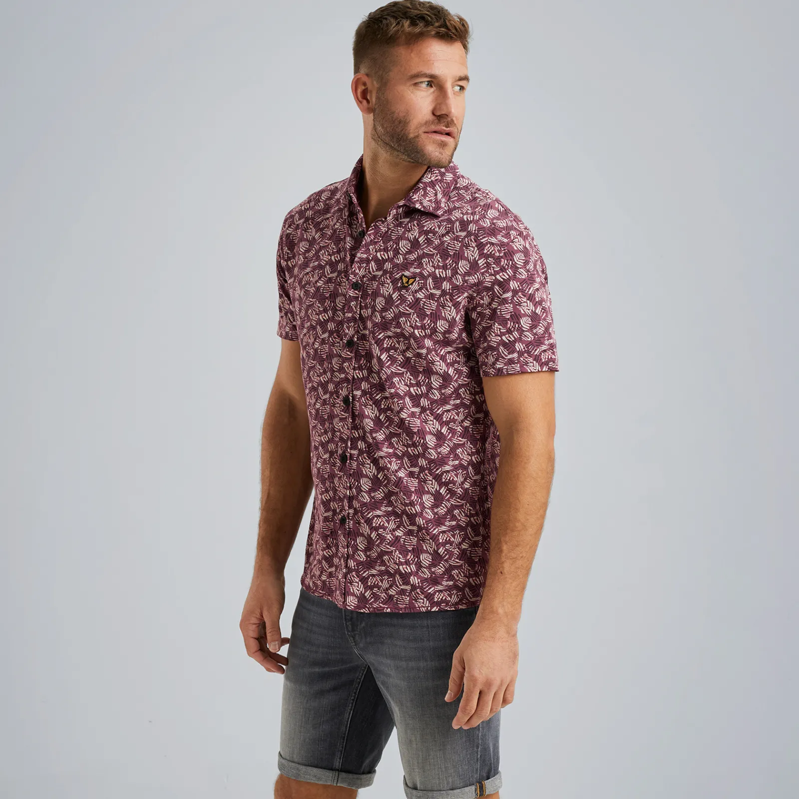 PME Legend Overhemd Met Korte Mouwen Paars Fashion