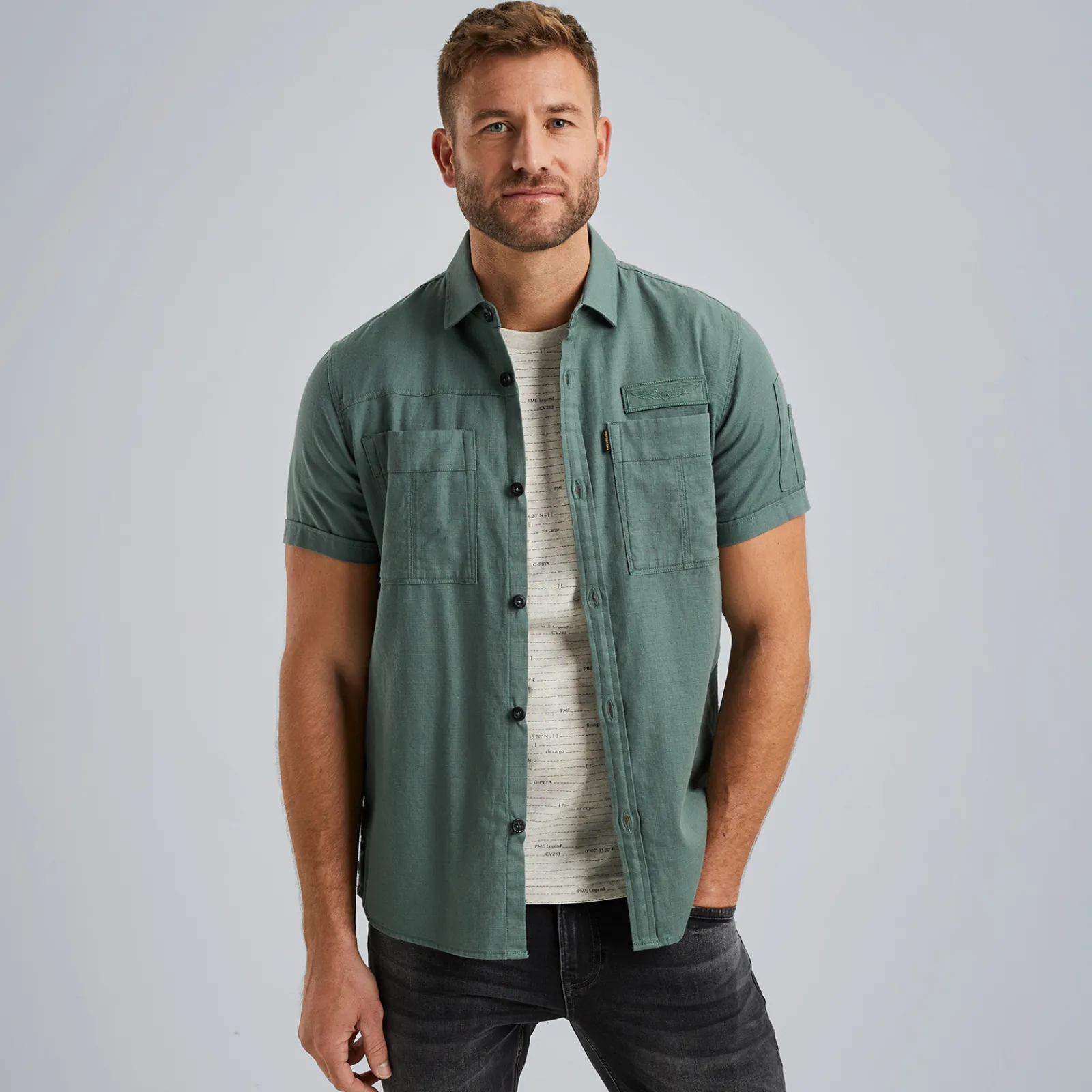 PME Legend Overhemd Met Korte Mouwen Blauw Shop