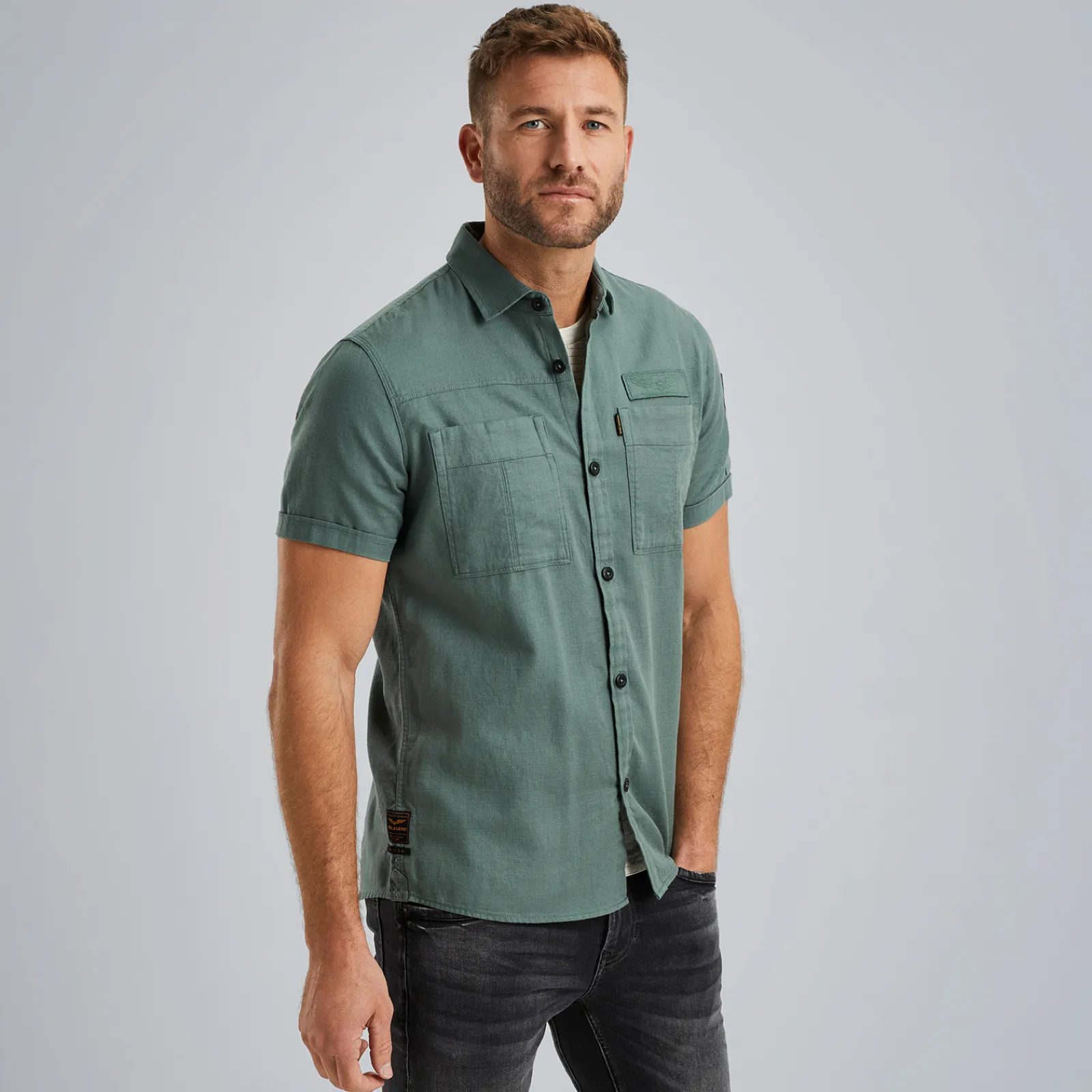 PME Legend Overhemd Met Korte Mouwen Blauw Shop