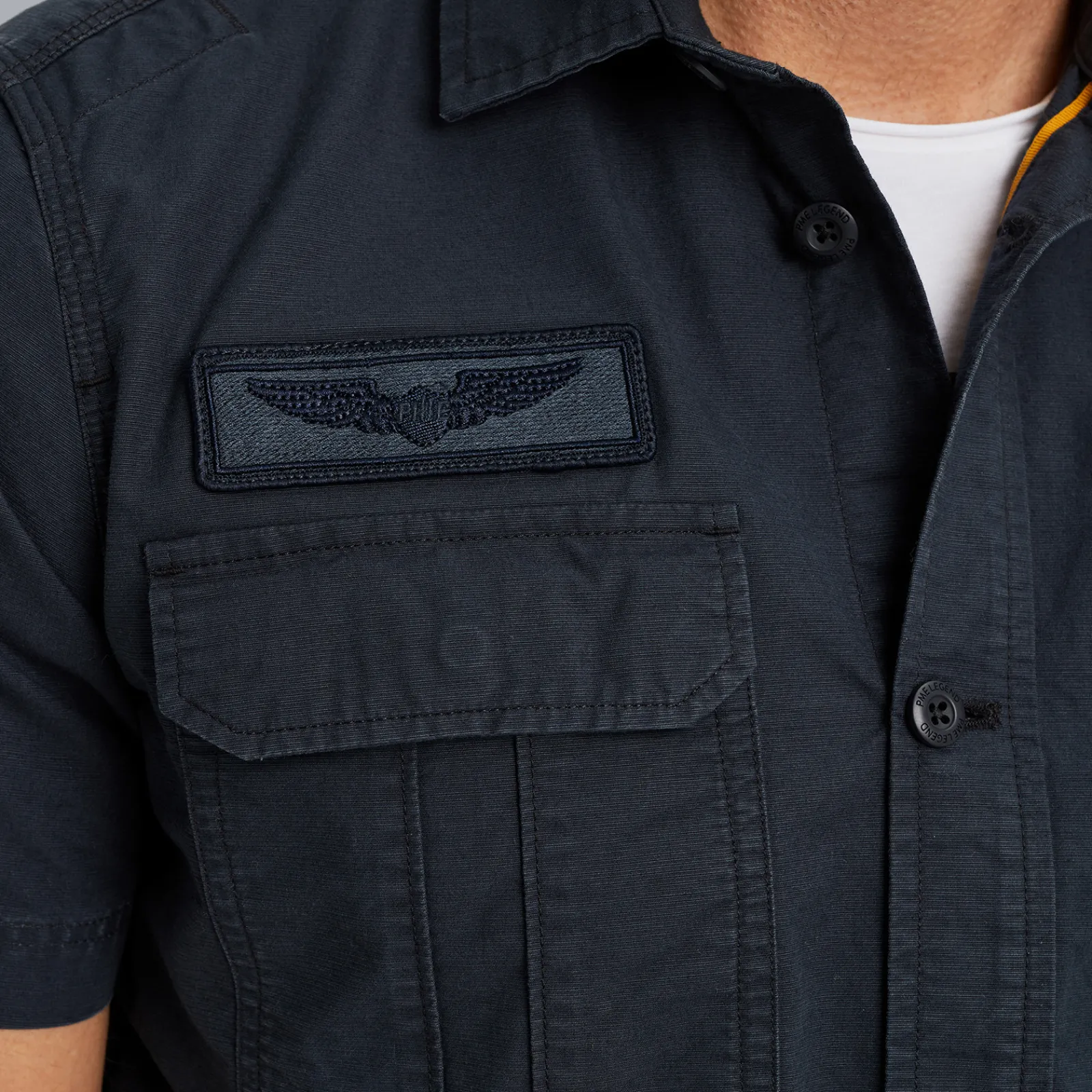 PME Legend Overhemd Met Korte Mouwen Blauw Outlet