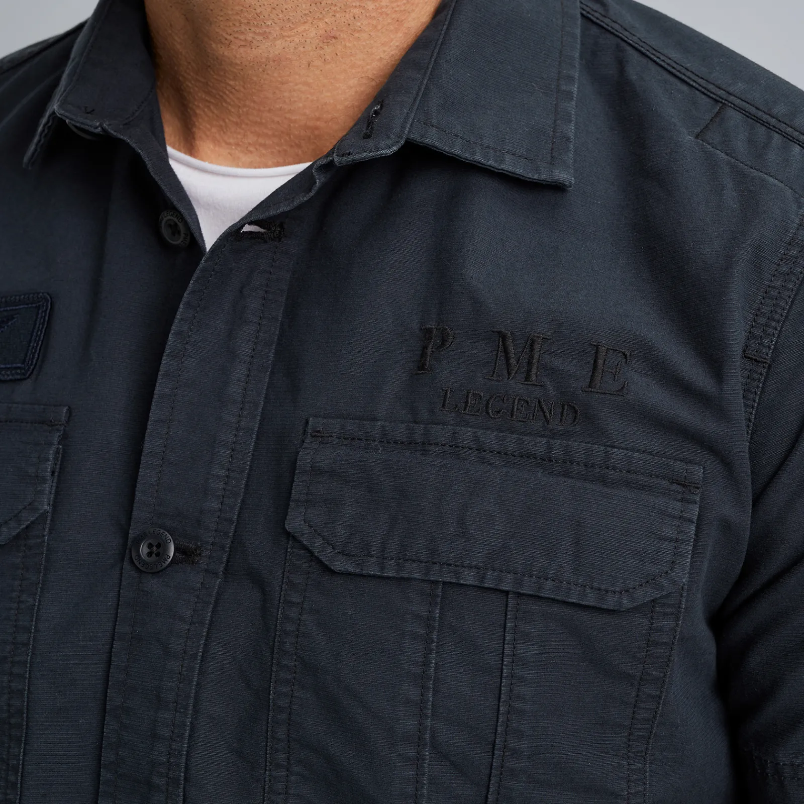 PME Legend Overhemd Met Korte Mouwen Blauw Outlet