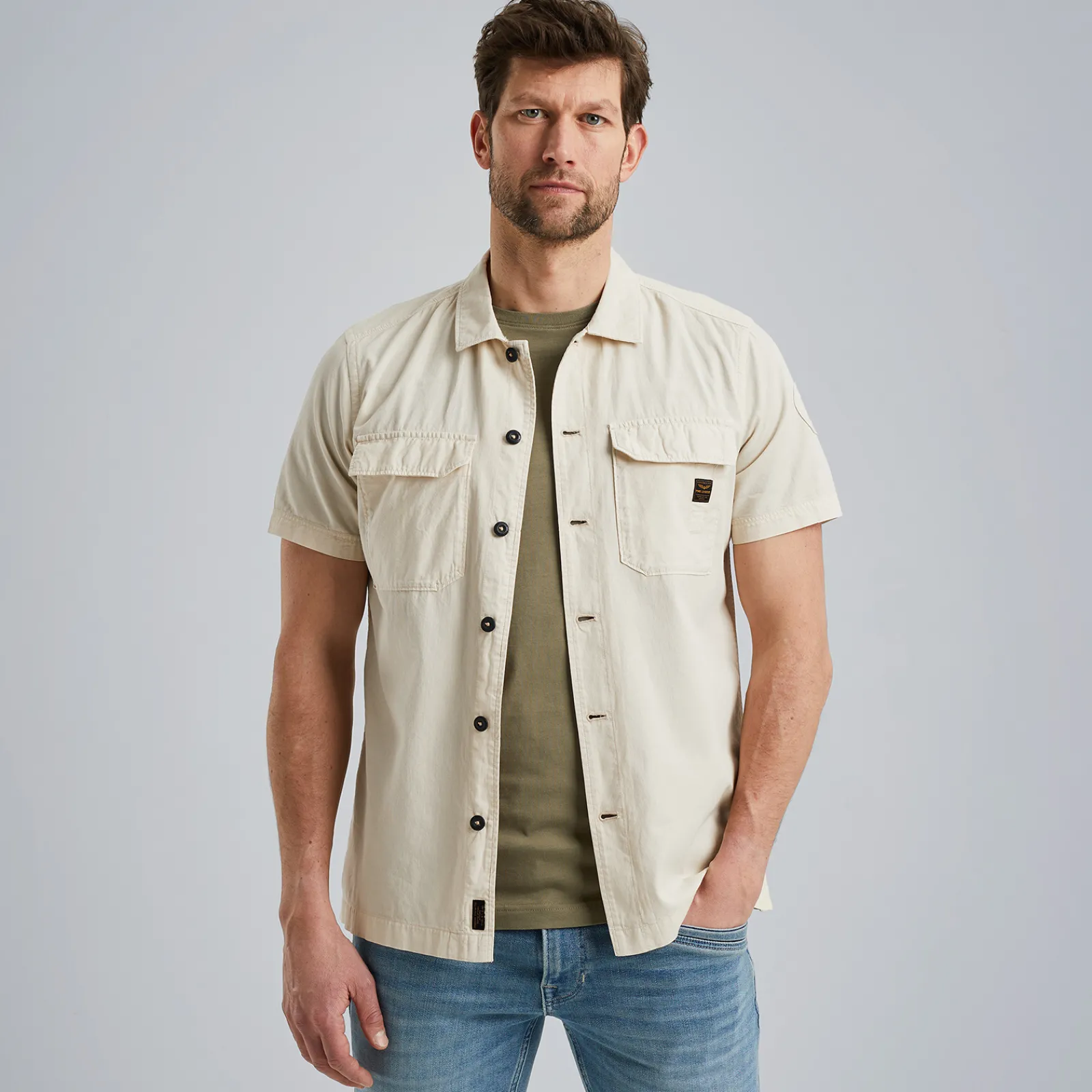 PME Legend Overhemd Met Korte Mouwen Beige New