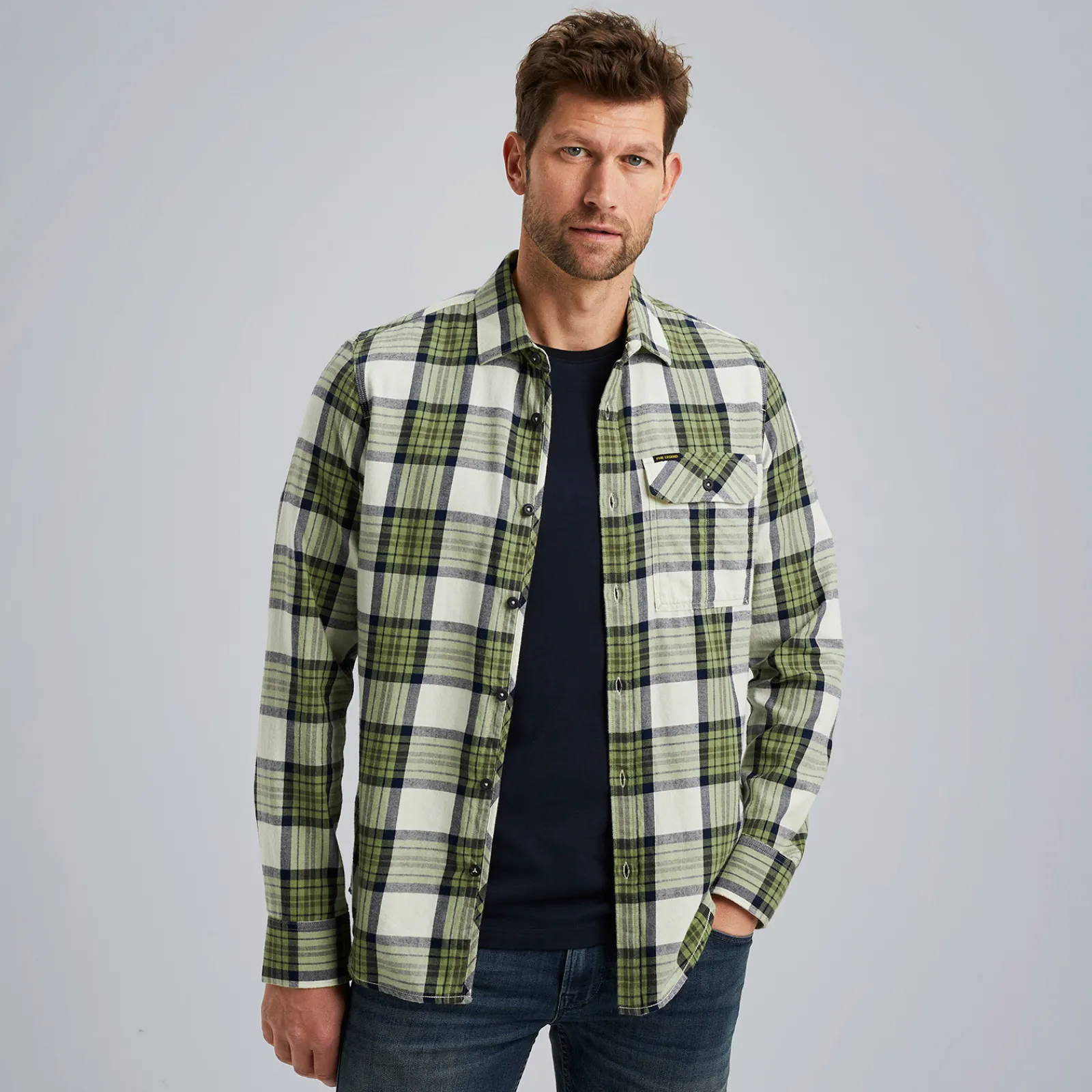 PME Legend Overhemd Met Ruitpatroon Groen Outlet