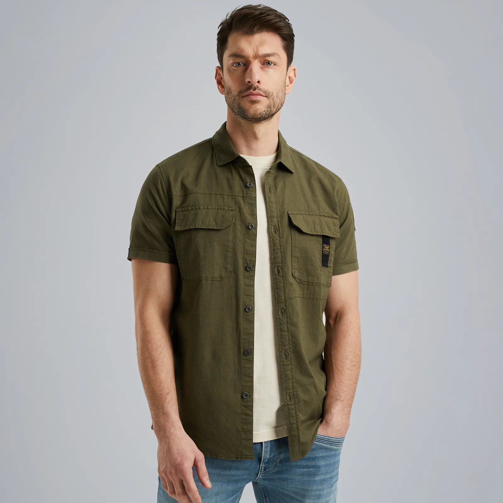 PME Legend Overhemd Van Katoen/linnen Groen Flash Sale