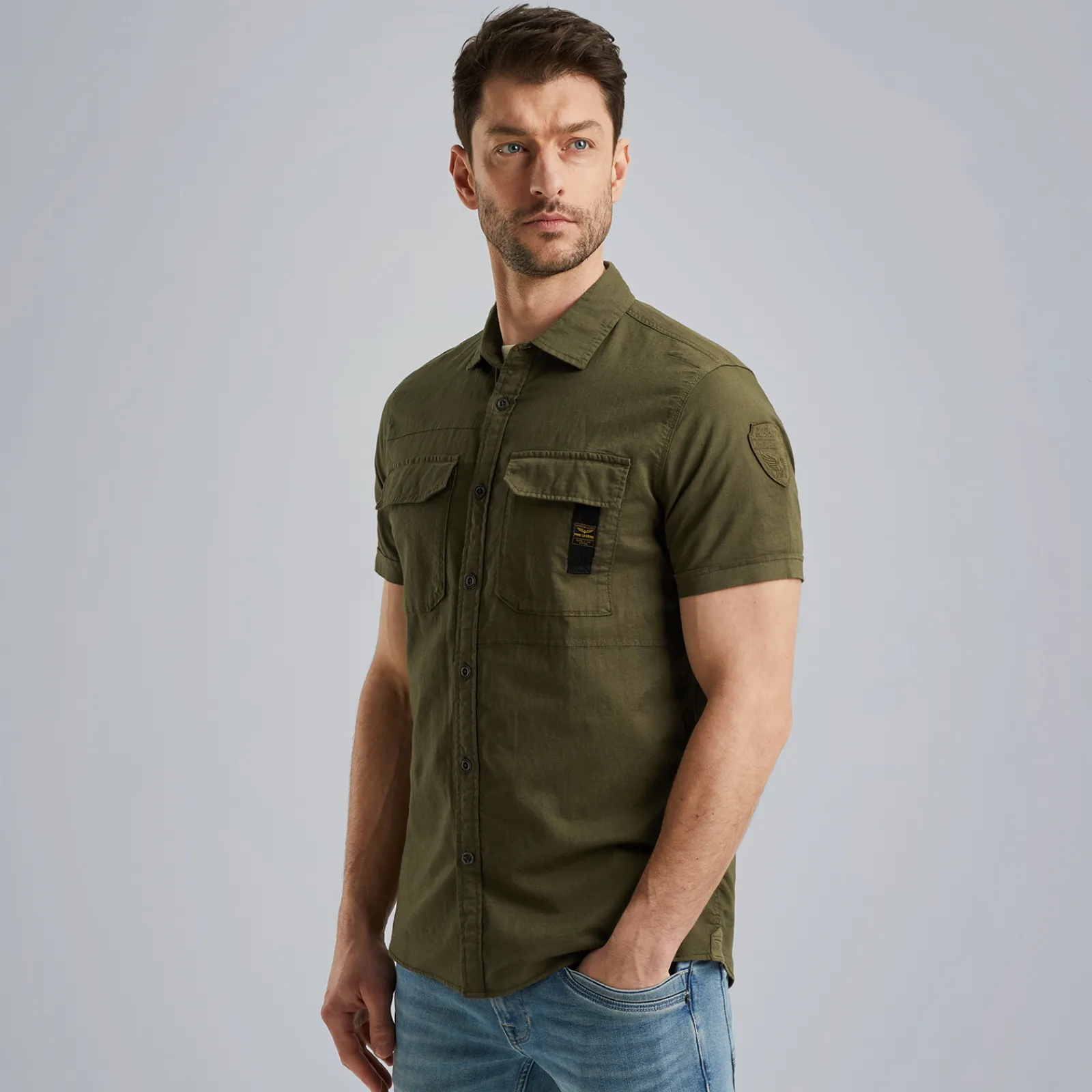 PME Legend Overhemd Van Katoen/linnen Groen Flash Sale