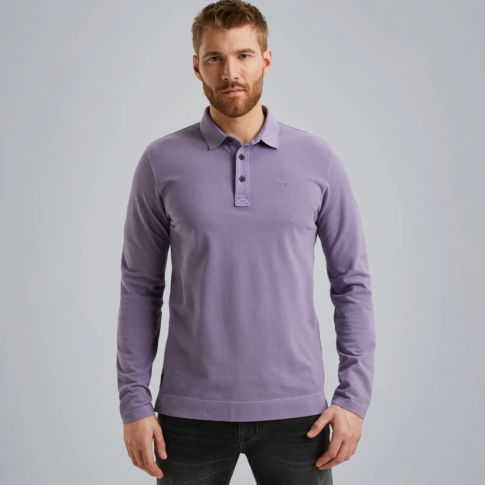 PME Legend Polo Met Lange Mouwen Paars Fashion