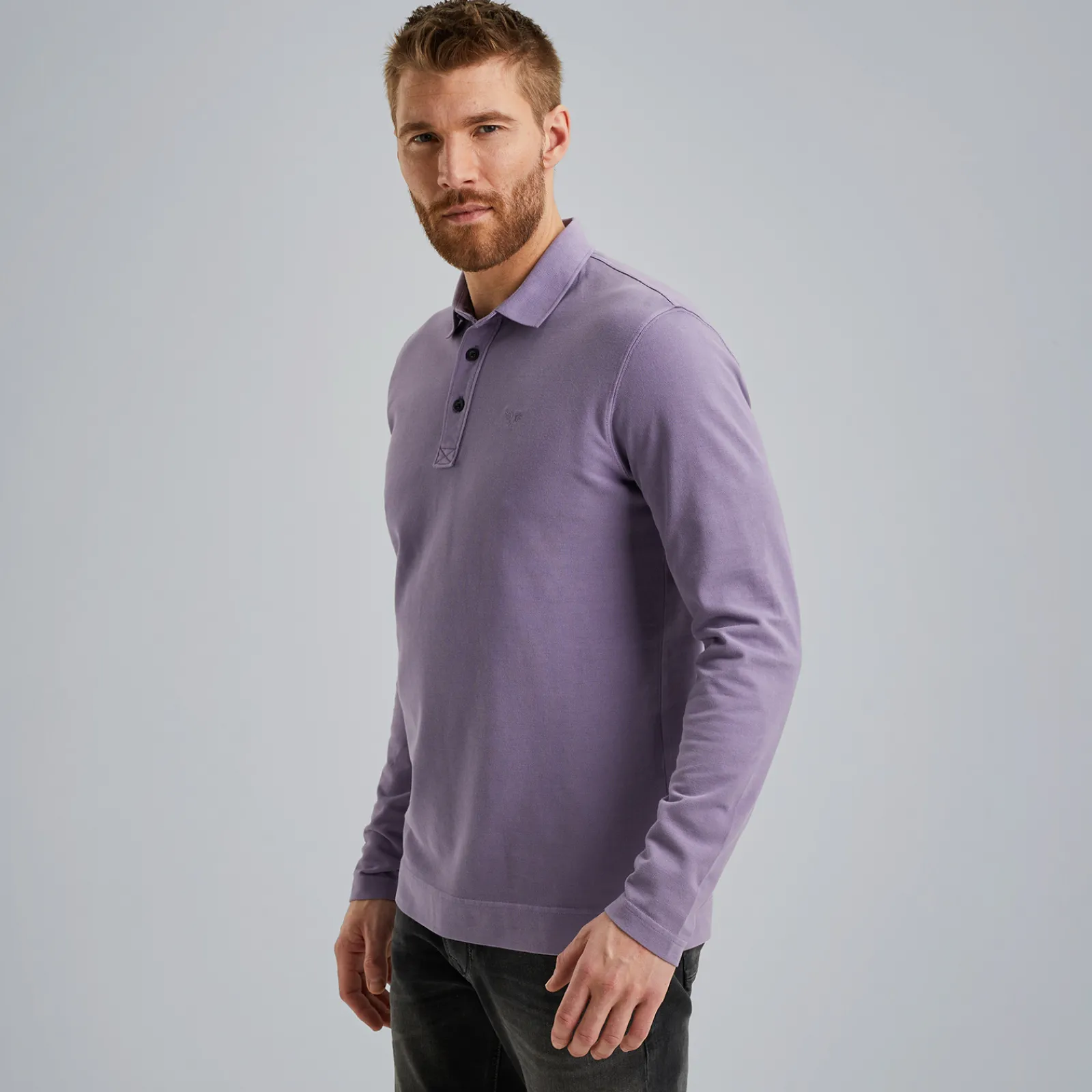 PME Legend Polo Met Lange Mouwen Paars Fashion