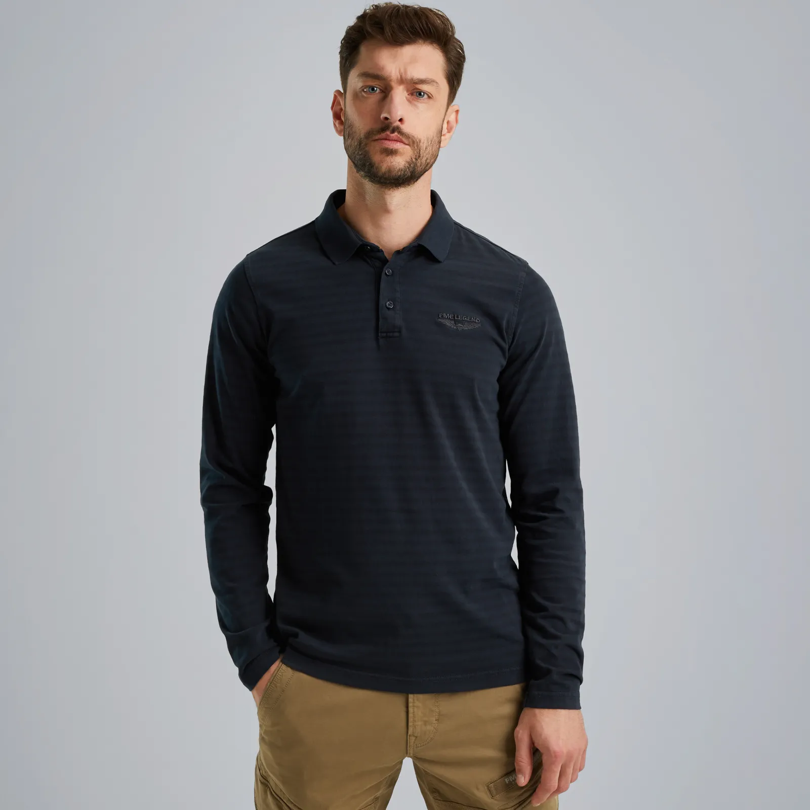 PME Legend Polo Met Lange Mouwen Blauw New