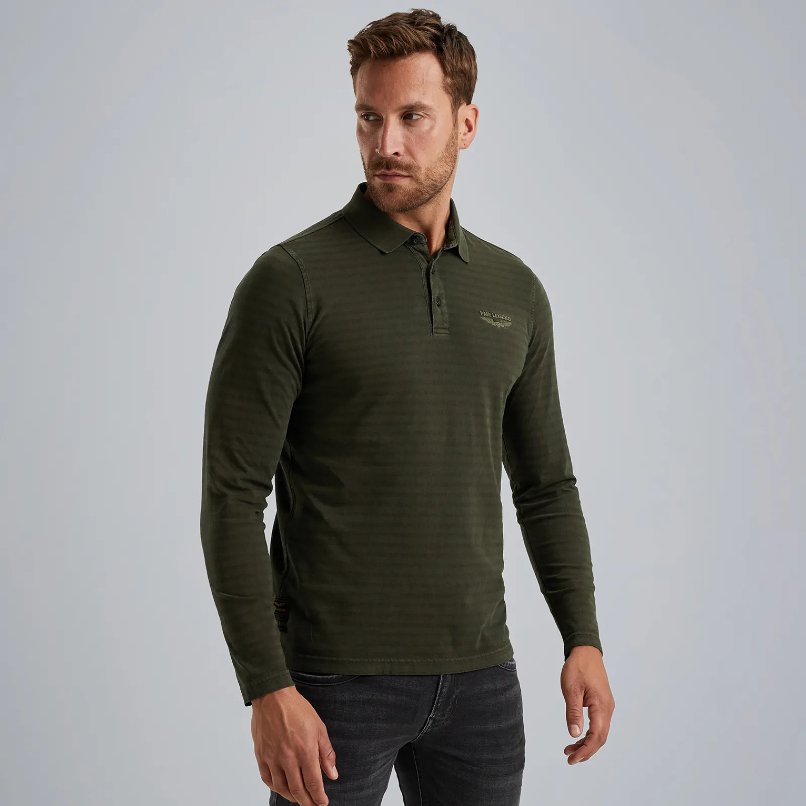 PME Legend Polo Met Lange Mouwen Groen Outlet