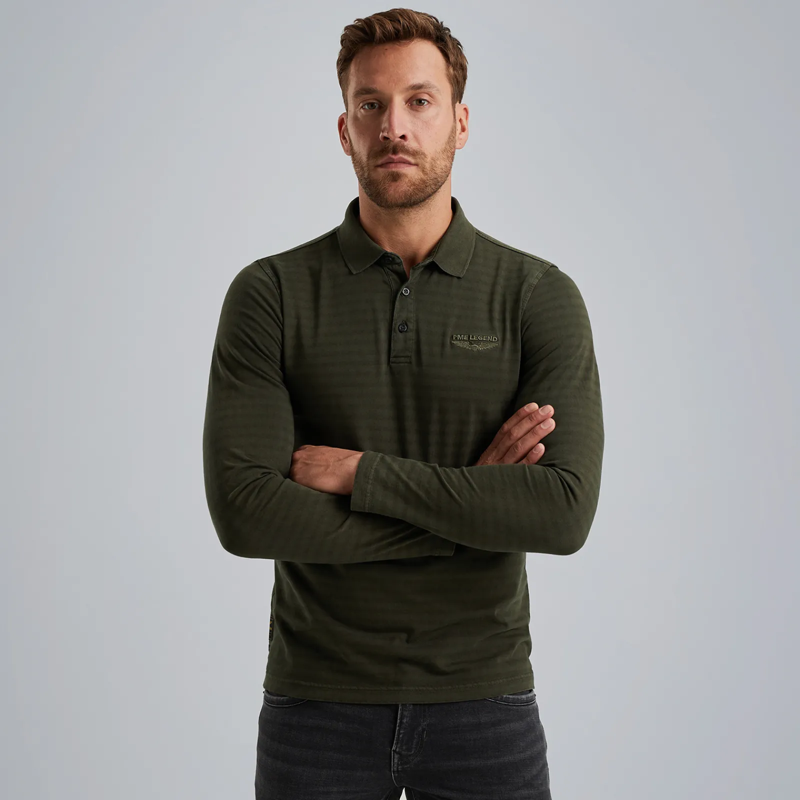 PME Legend Polo Met Lange Mouwen Groen Outlet