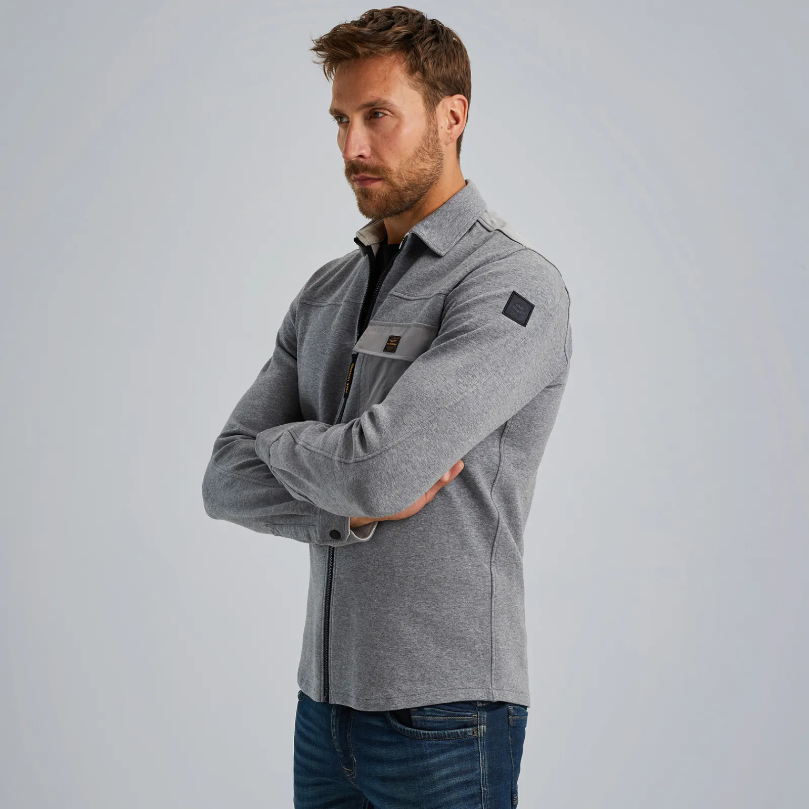 PME Legend Shirt Jacket Met Ritssluiting Grijs New