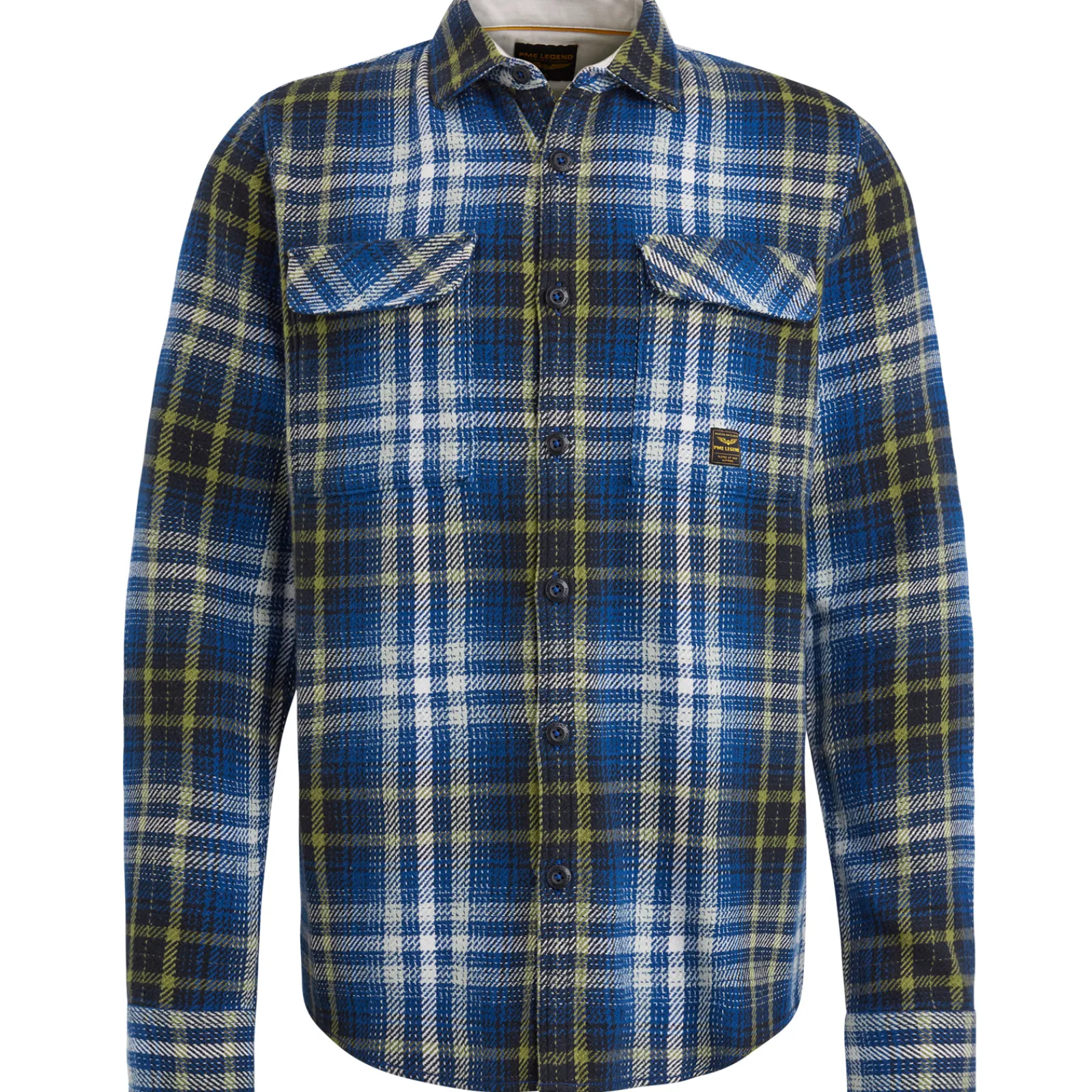 PME Legend Shirt Jacket Met Ruitpatroon Blauw Fashion