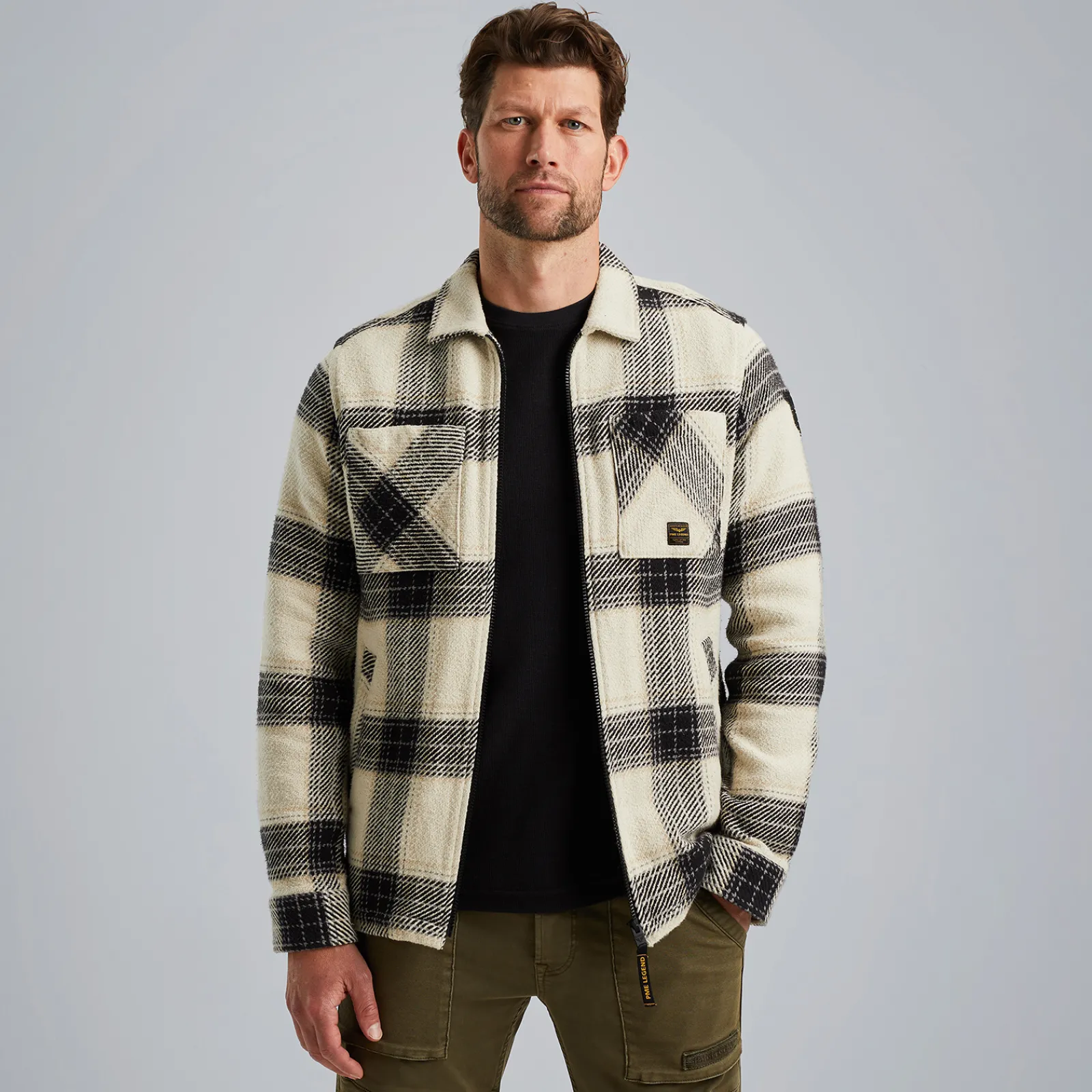 PME Legend Shirt Jacket Met Ruitpatroon Beige Cheap
