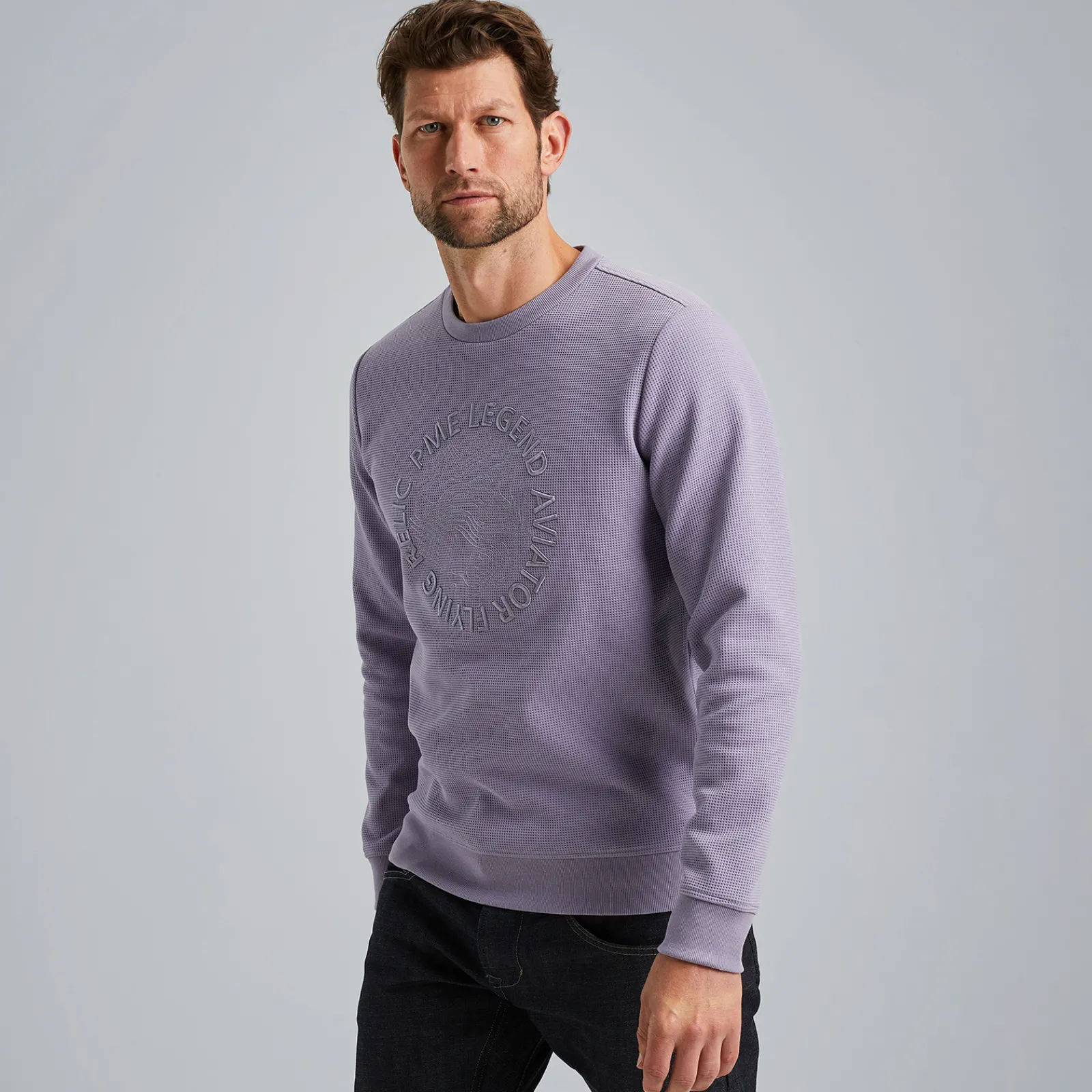 PME Legend Sweatshirt Met Wafelstructuur Paars Outlet