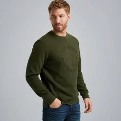 PME Legend Sweatshirt Met Wafelstructuur Groen Clearance