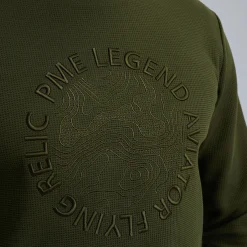 PME Legend Sweatshirt Met Wafelstructuur Groen Clearance