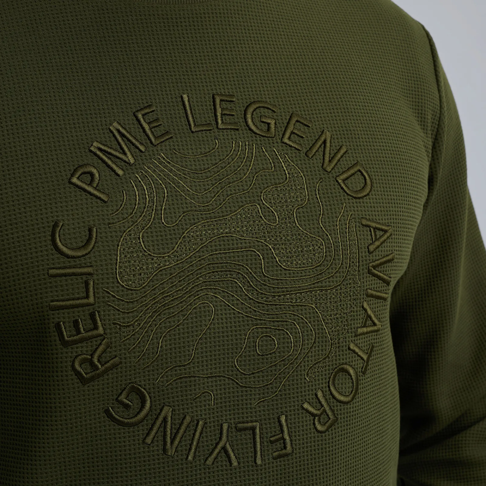 PME Legend Sweatshirt Met Wafelstructuur Groen Clearance
