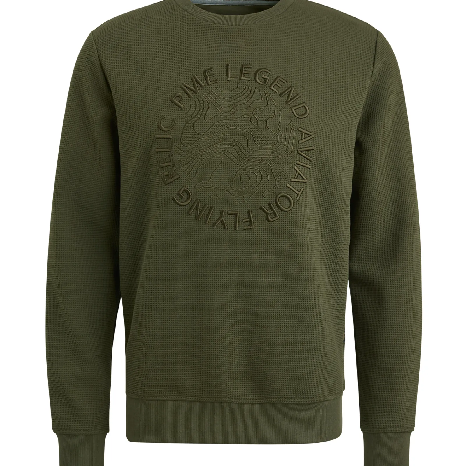PME Legend Sweatshirt Met Wafelstructuur Groen Clearance