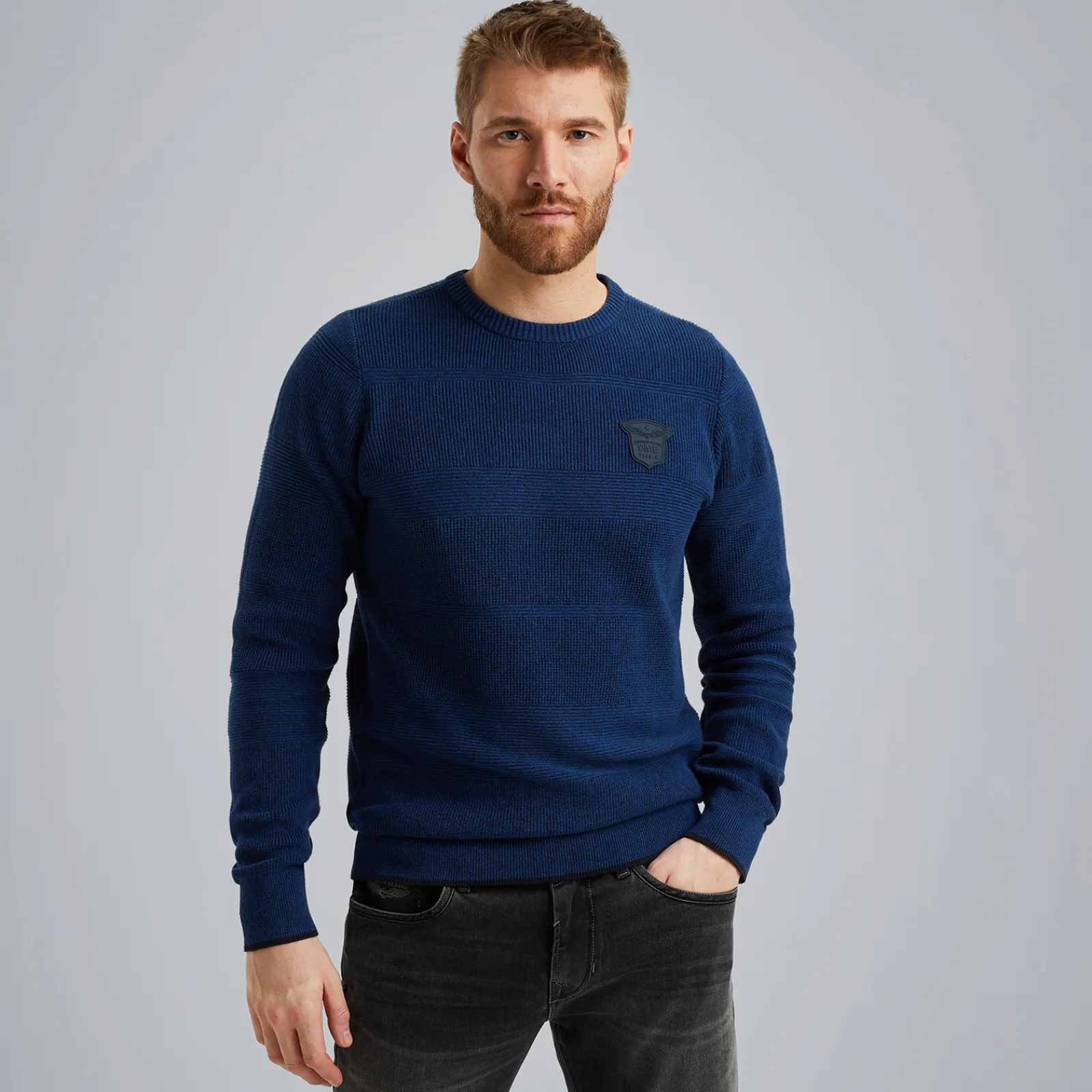 PME Legend Trui Met Badge Blauw Outlet