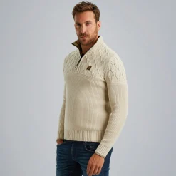 PME Legend Trui Met Halve Rits Beige Store
