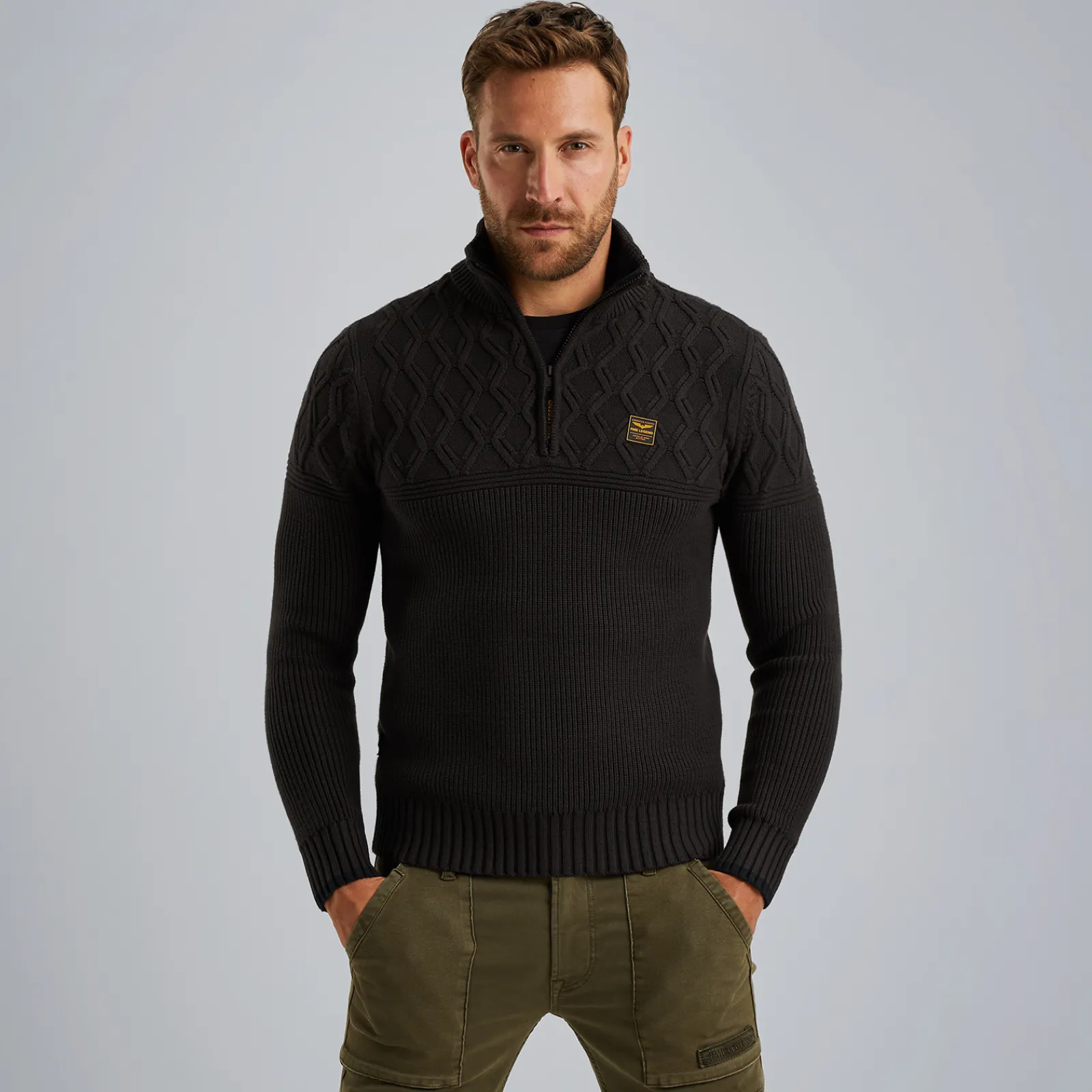 PME Legend Trui Met Halve Rits Zwart Discount
