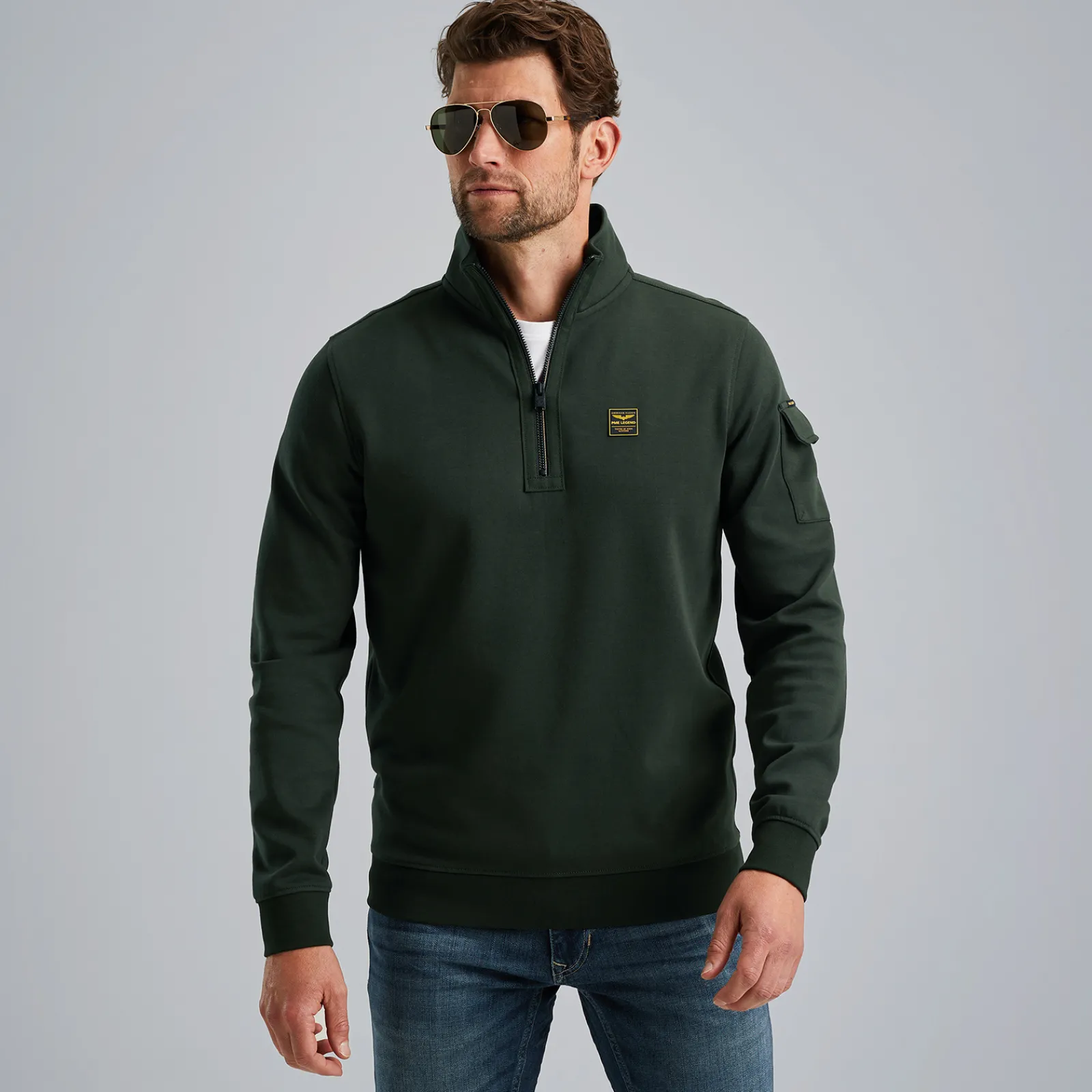 PME Legend Trui Met Halve Rits Groen Best