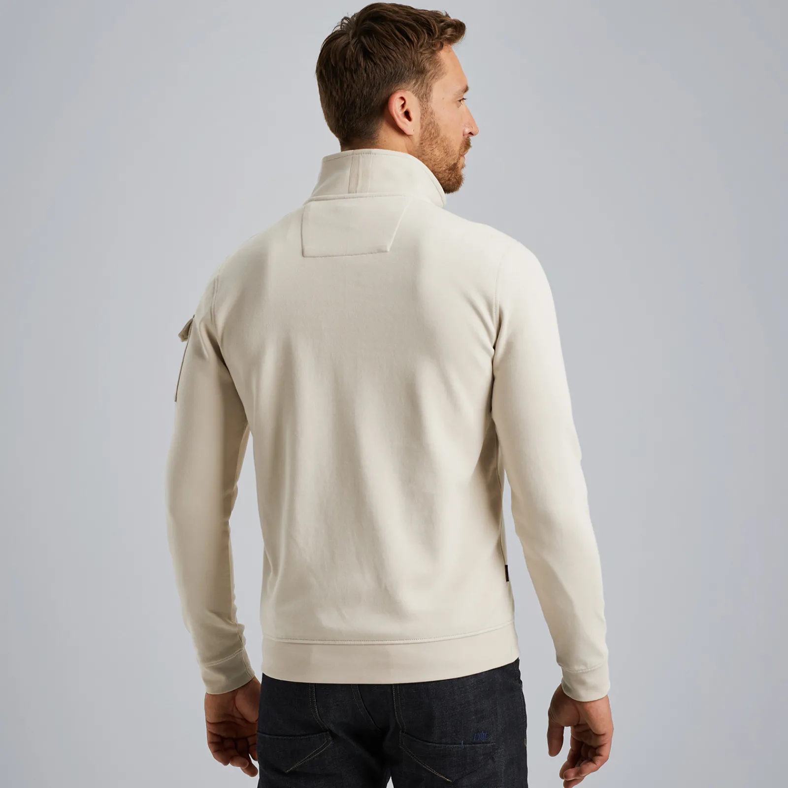PME Legend Trui Met Halve Rits Beige Shop