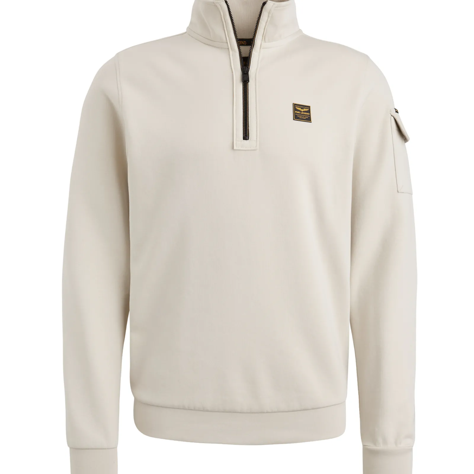 PME Legend Trui Met Halve Rits Beige Shop