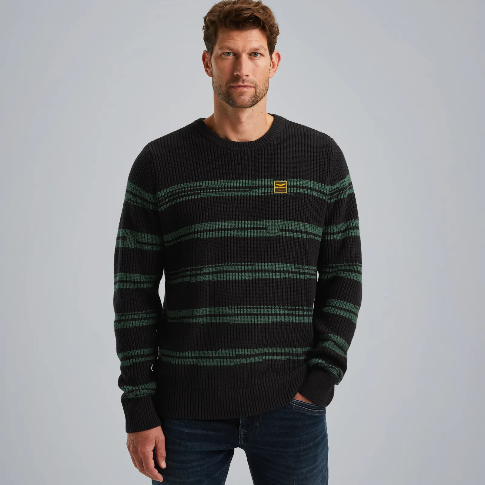 PME Legend Trui Met Streeppatroon Grijs Outlet