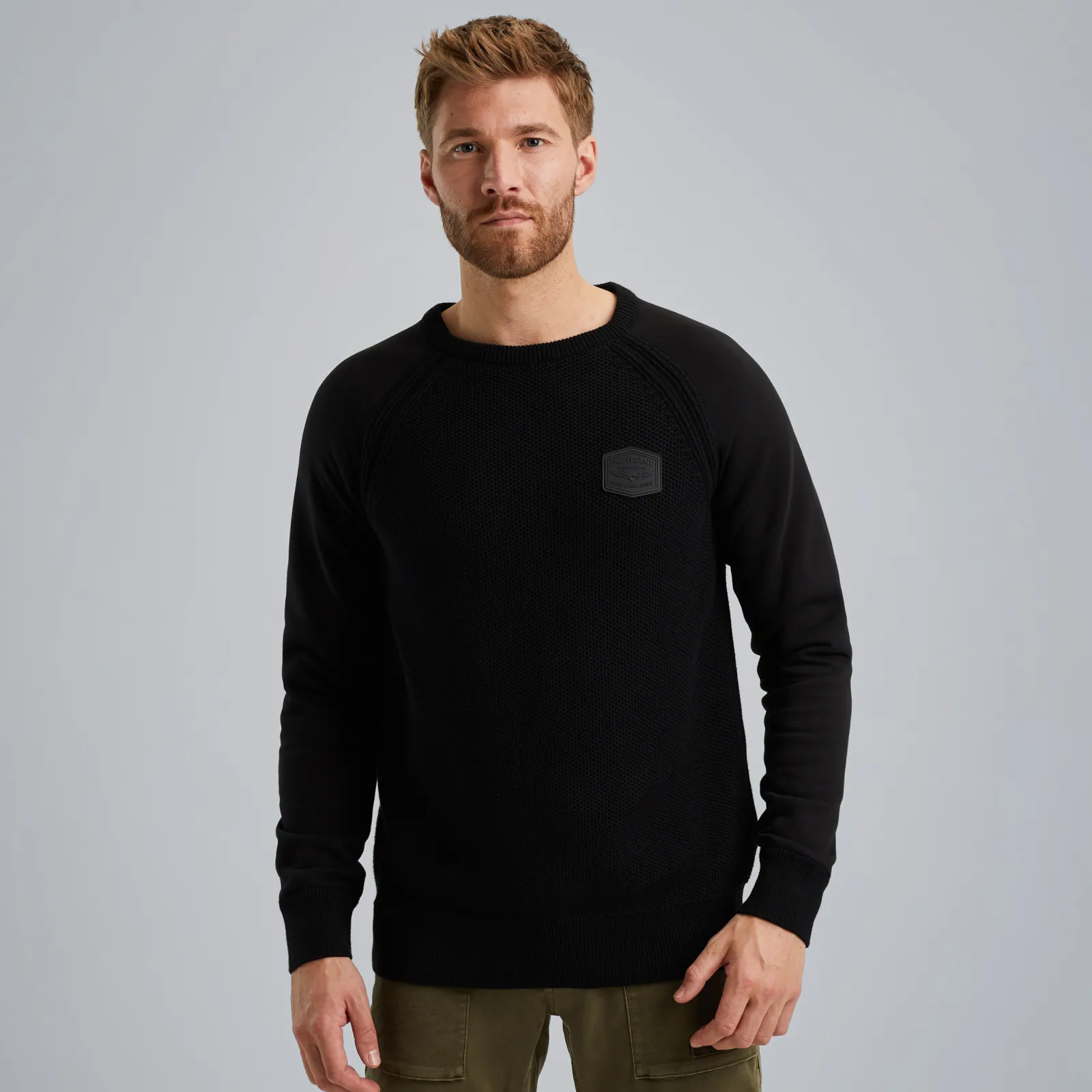 PME Legend Trui Van Een Materiaalmix Zwart New