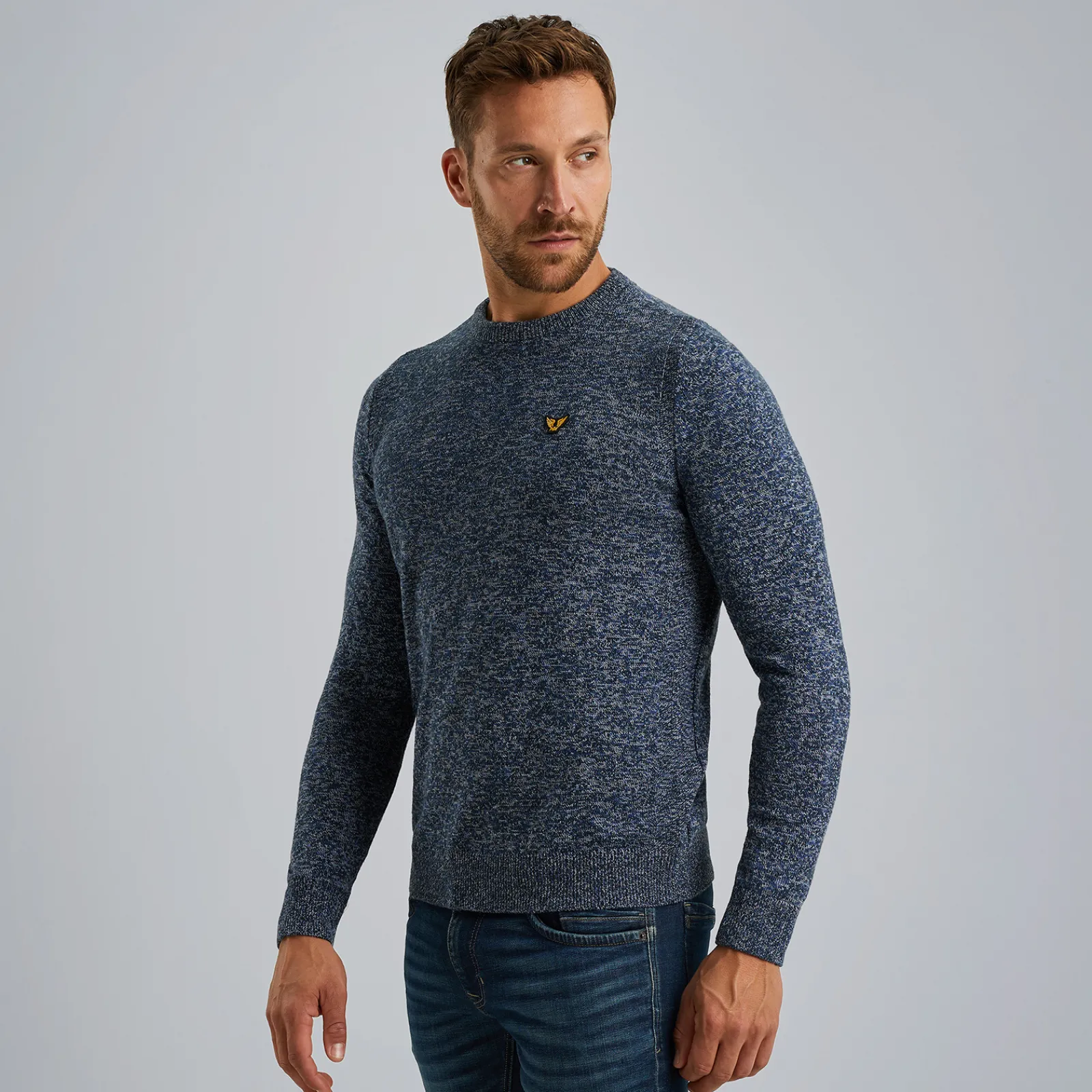 PME Legend Trui Van Mouliné Garen Blauw Store