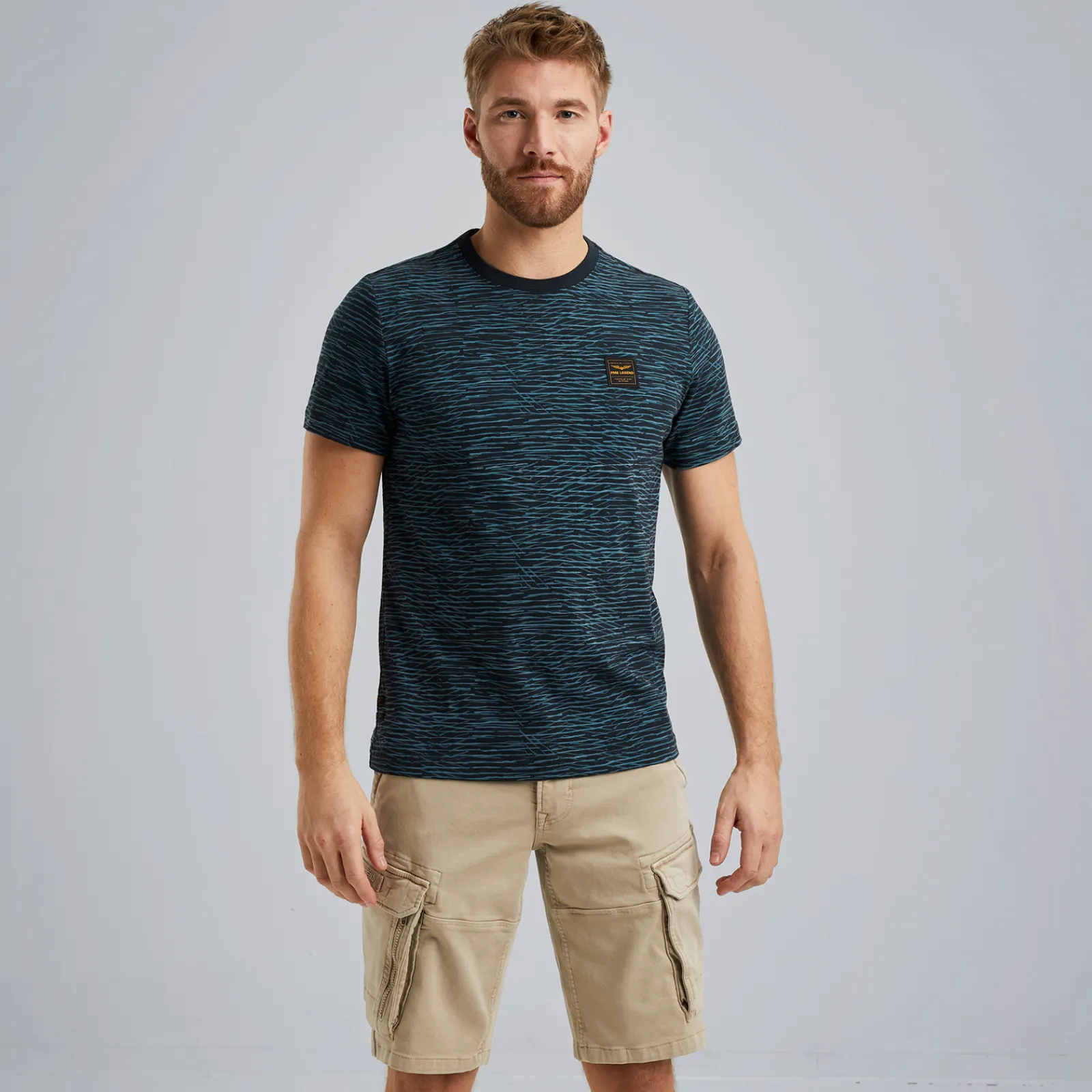 PME Legend T-shirt Allover Print Blauw Outlet