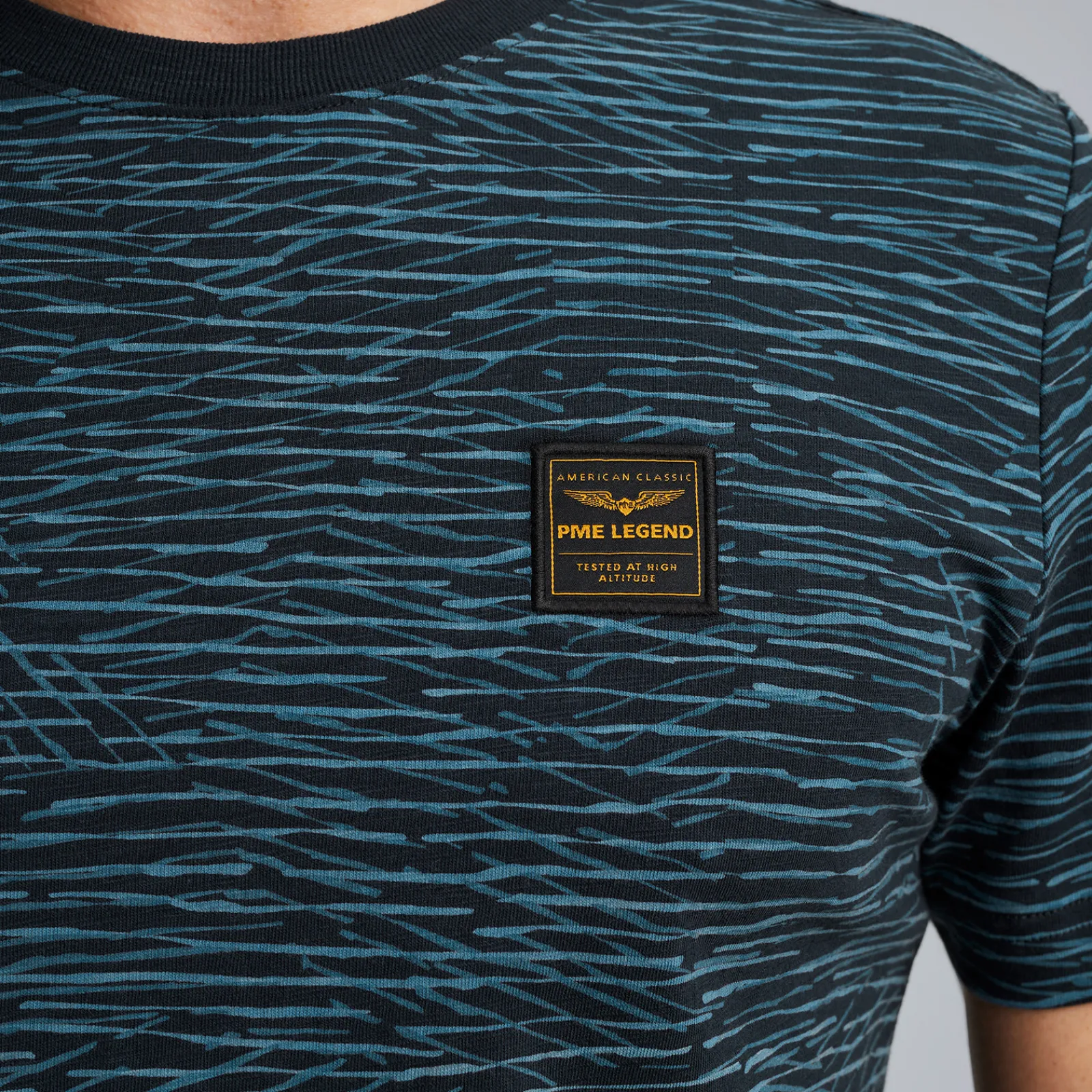 PME Legend T-shirt Allover Print Blauw Outlet