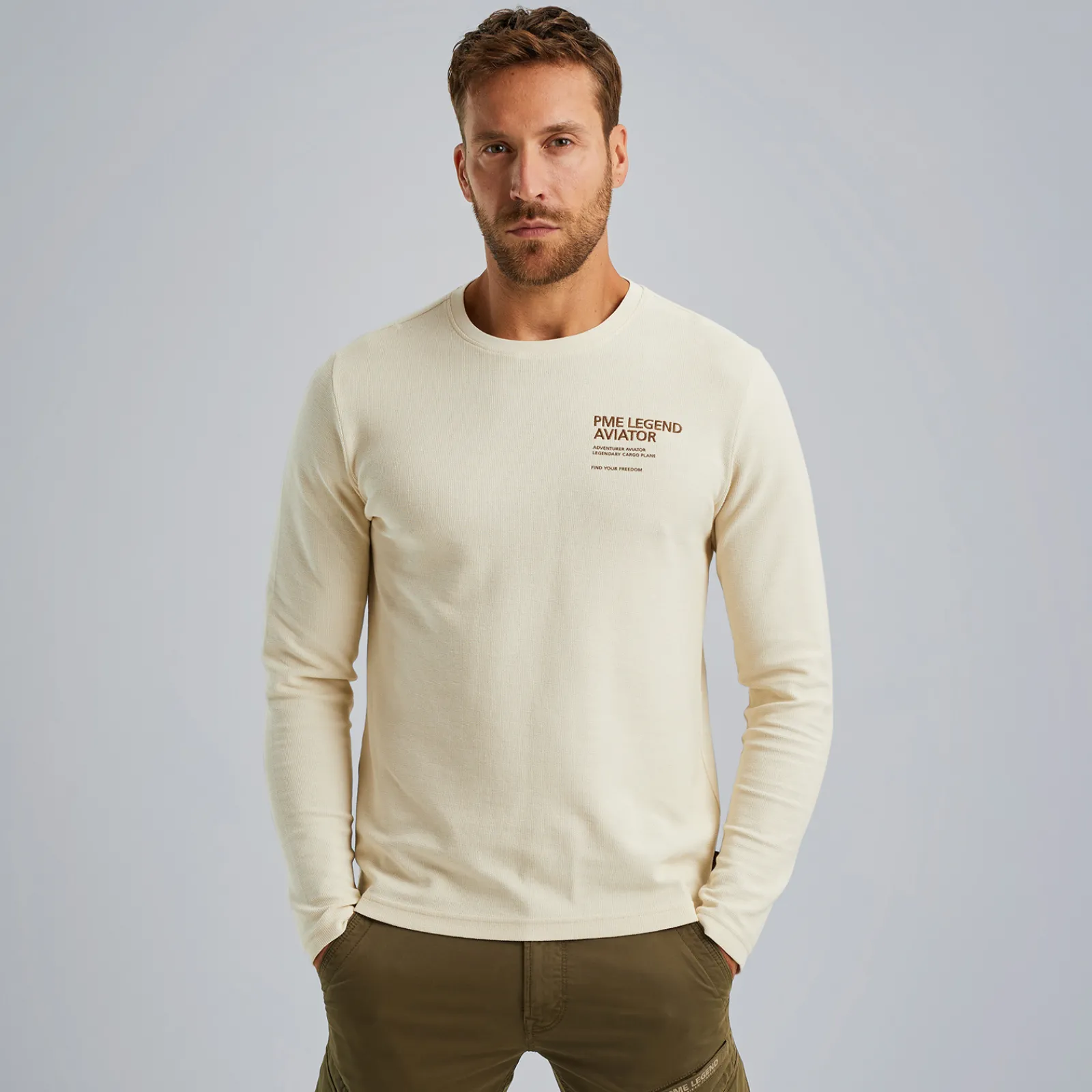 PME Legend T-shirt Met Lange Mouwen Beige Clearance